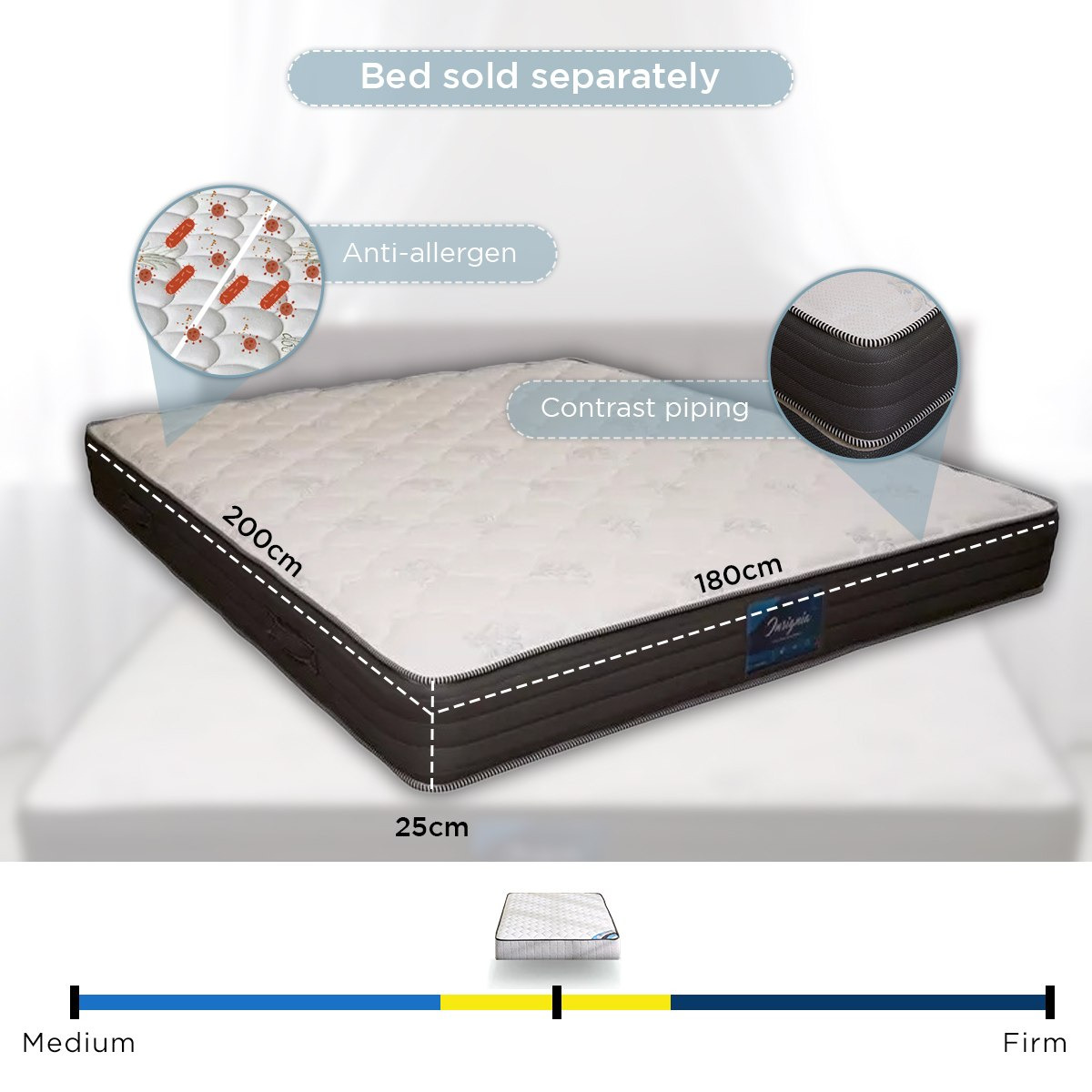 SleepEase iInsignia Knitted Breathable Fabric Medium Firm Pocket Spring Mattress - 180x200x25 cm-hbxfurniture-mattresses-king-image-9