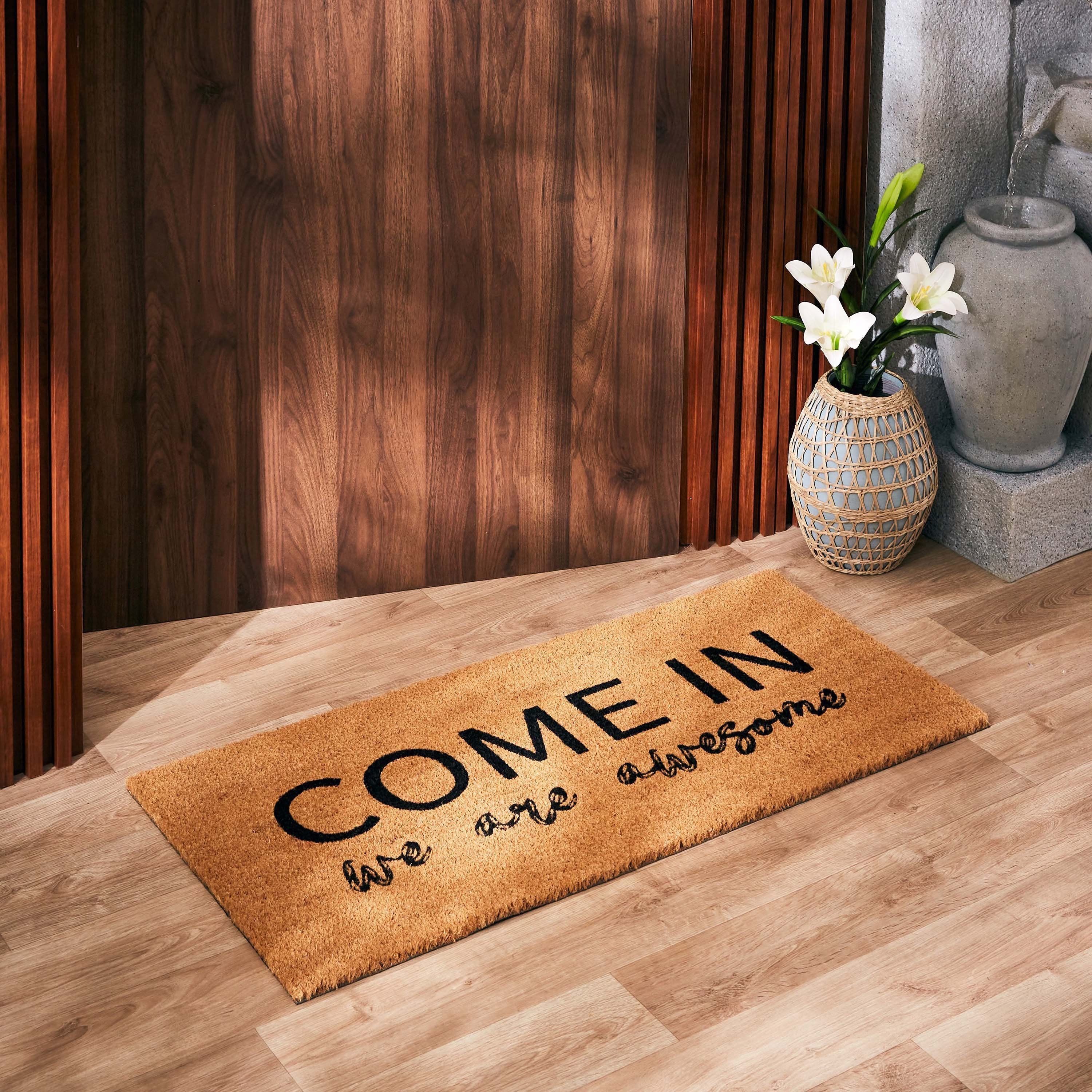 سجادة باب من ألياف جوز الهند بظهر بي في سي وطبعات - 100x45 سم-hbxhomeware-hbxlivingroom-image-1