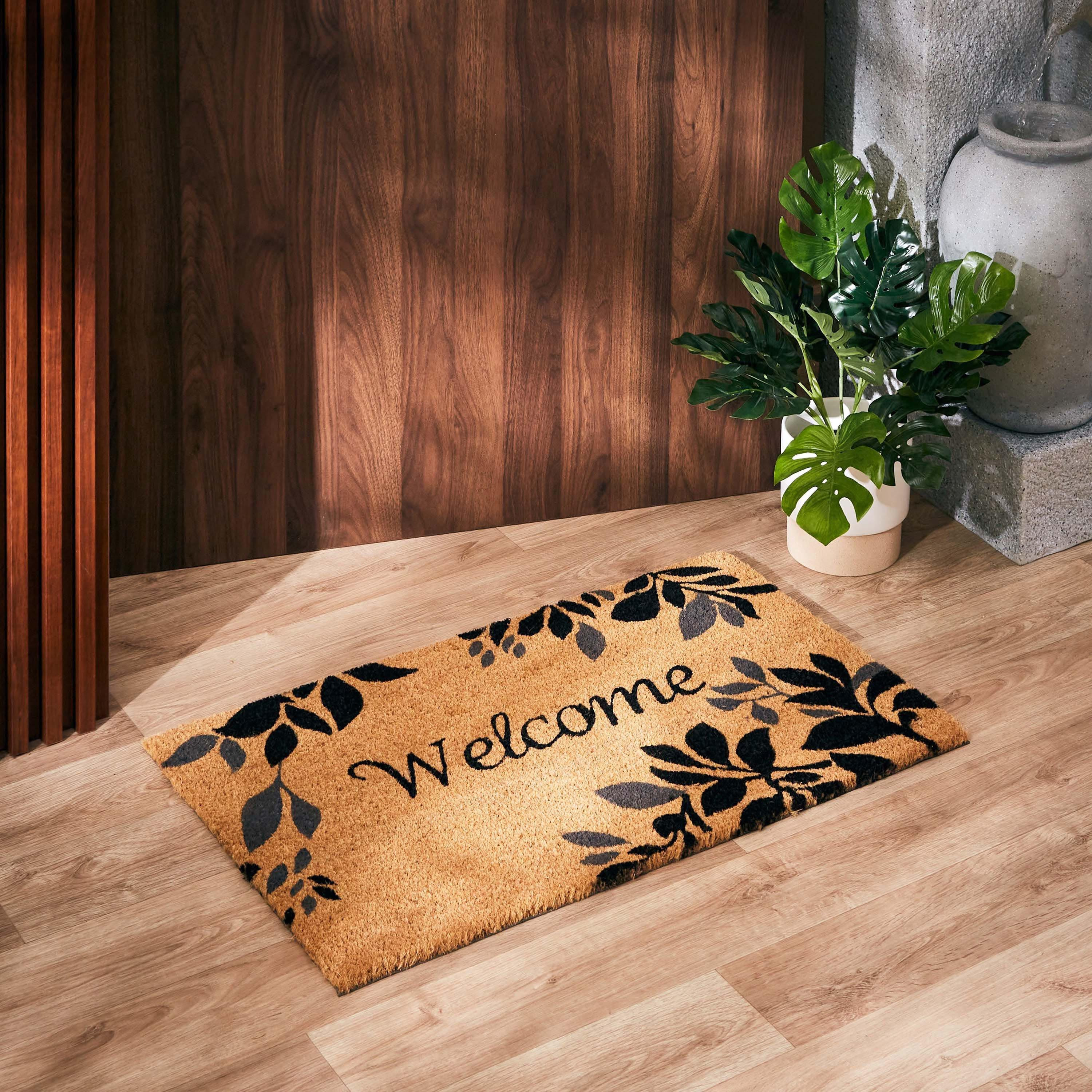سجادة باب من ألياف جوز الهند بظهر بي في سي وطبعات - 75x45 سم-hbxhomeware-hbxlivingroom-image-1