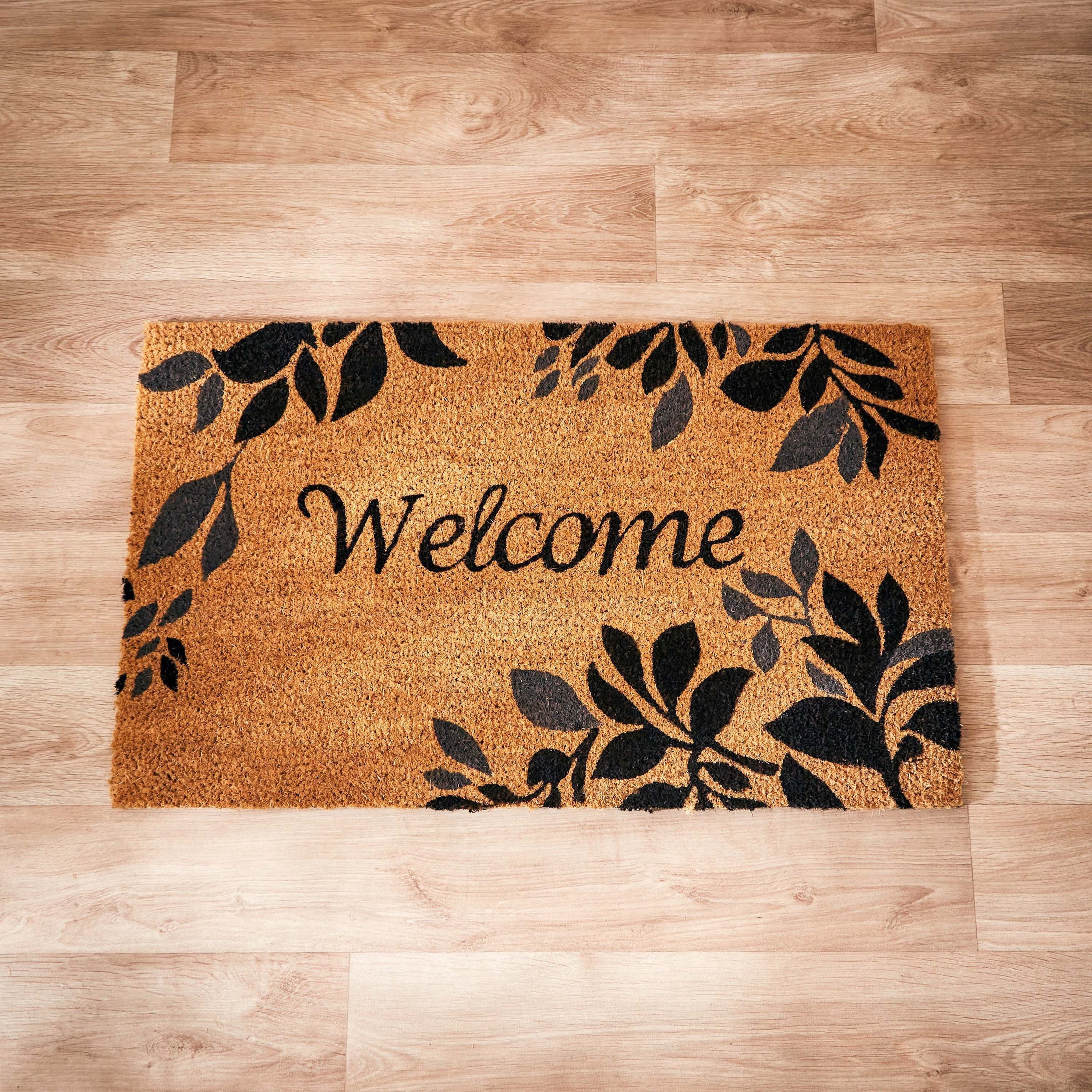 سجادة باب من ألياف جوز الهند بظهر بي في سي وطبعات - 75x45 سم-hbxhomeware-hbxlivingroom-image-2