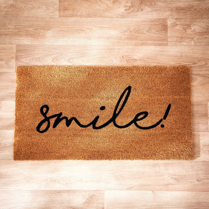 Smile Print Coir Doormat with PVC Back - 40x75 cms