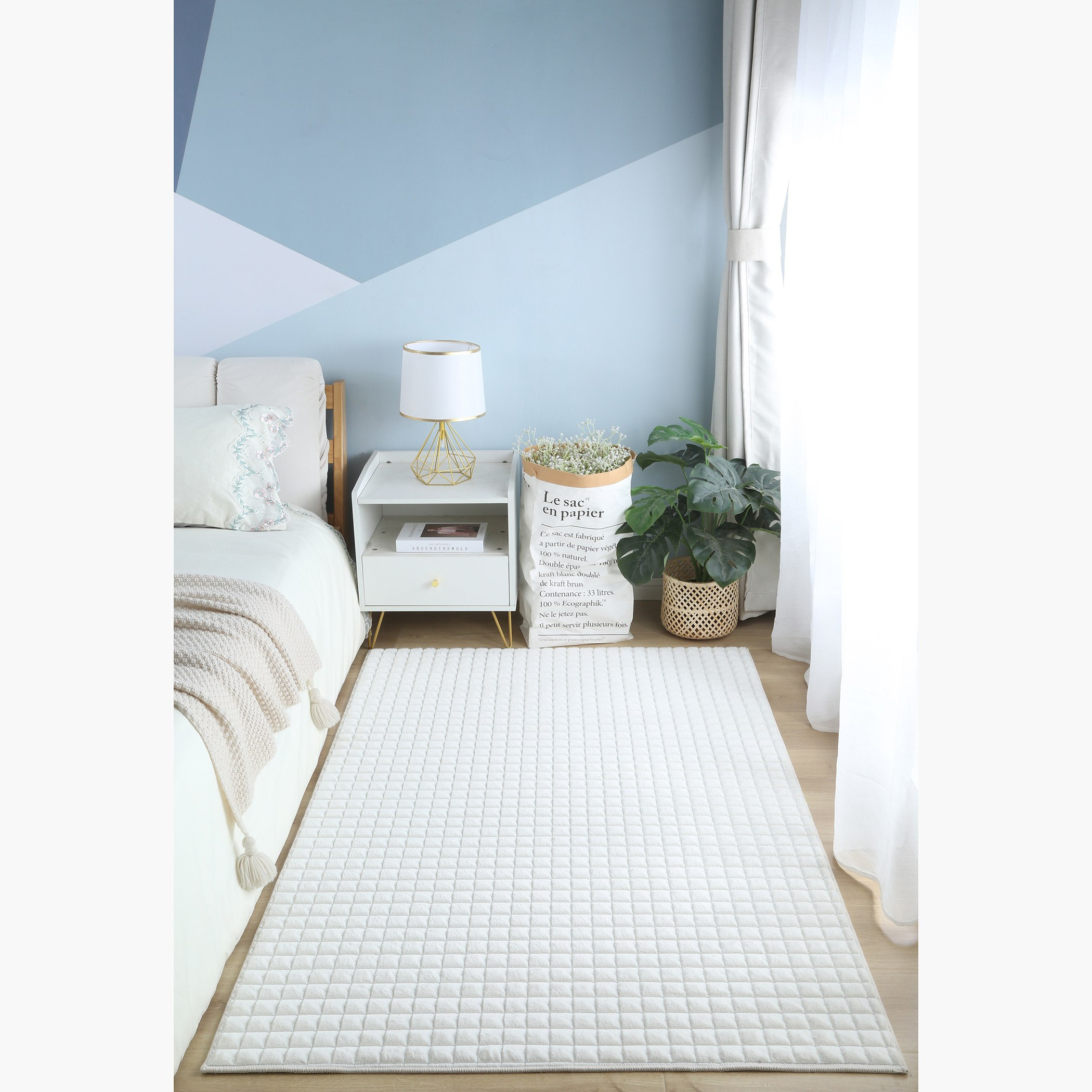 سجادة فرو أرنب بتصميم مكعبات محفورة - 110x160 سم-hbxdecorandfurnishings-floorcoverings-rugs-image-1