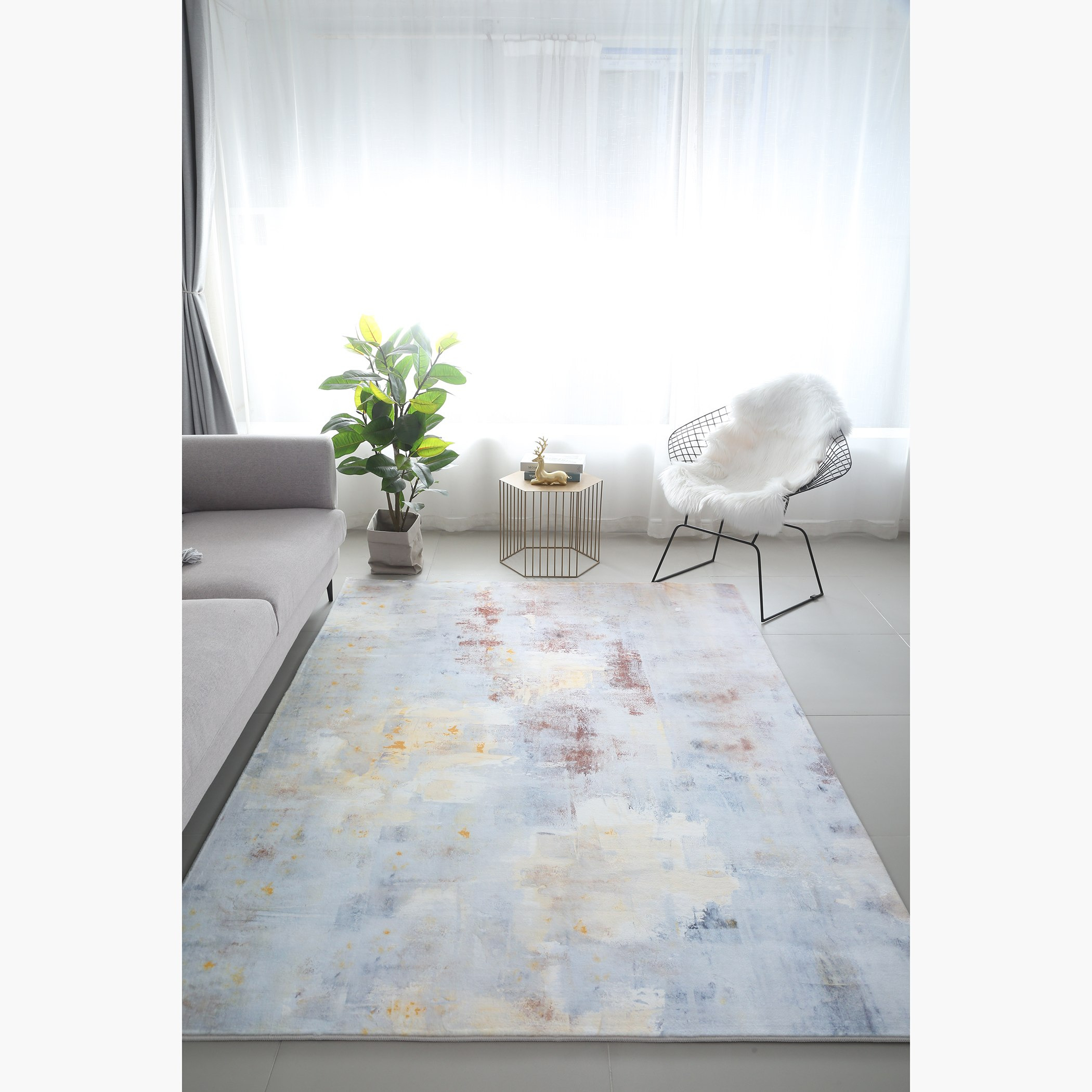 سجادة فرو مخمليّة بطبعات من ميلان إيفيلين - 160x230 سم-hbxdecorandfurnishings-floorcoverings-rugs-image-1