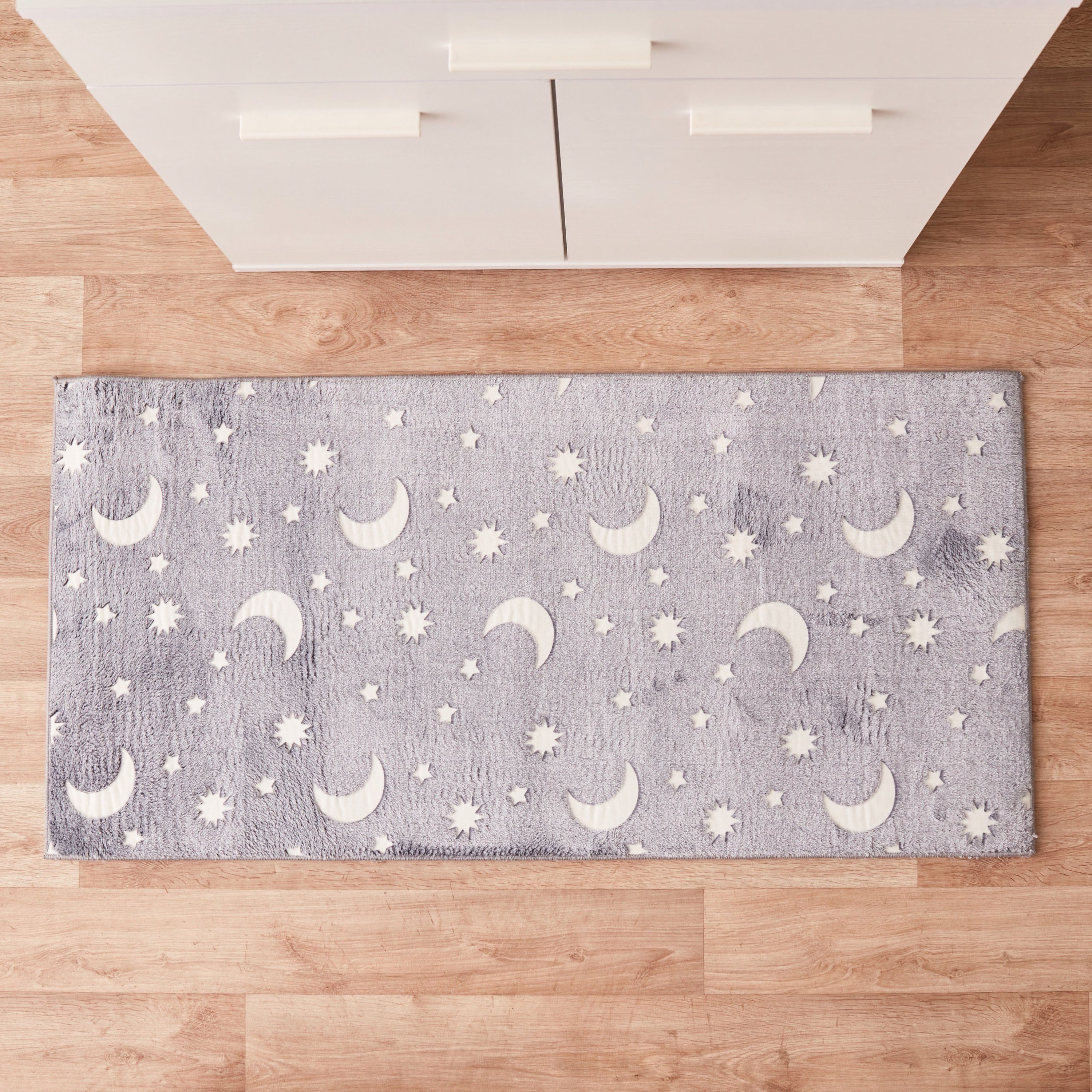 سجادة بتصميم قمر ونجوم تتوهج في الظلام من بن - 60x120 سم-hbxdecorandfurnishings-floorcoverings-rugs-image-2