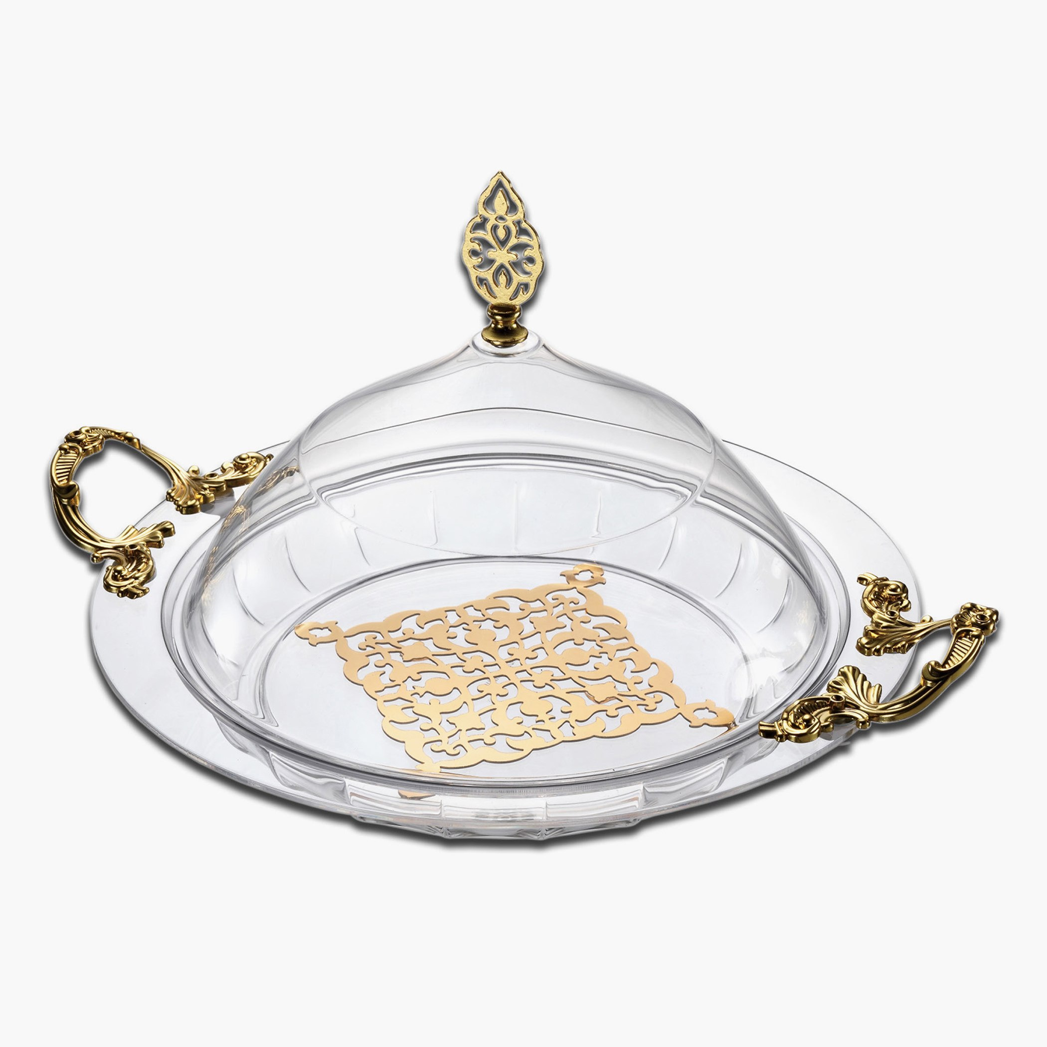 صينية تقديم أكريليك مستديرة بغطاء من لوكس نيو - 35.5 سم-hbxdecorandfurnishings-tabletop-serveware-image-1