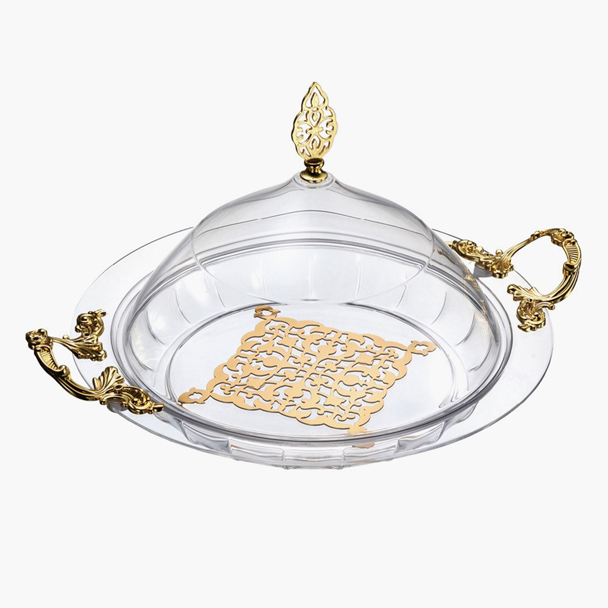 صينية تقديم أكريليك مستديرة بغطاء من لوكس نيو - 35.5 سم-hbxdecorandfurnishings-tabletop-serveware-image-2