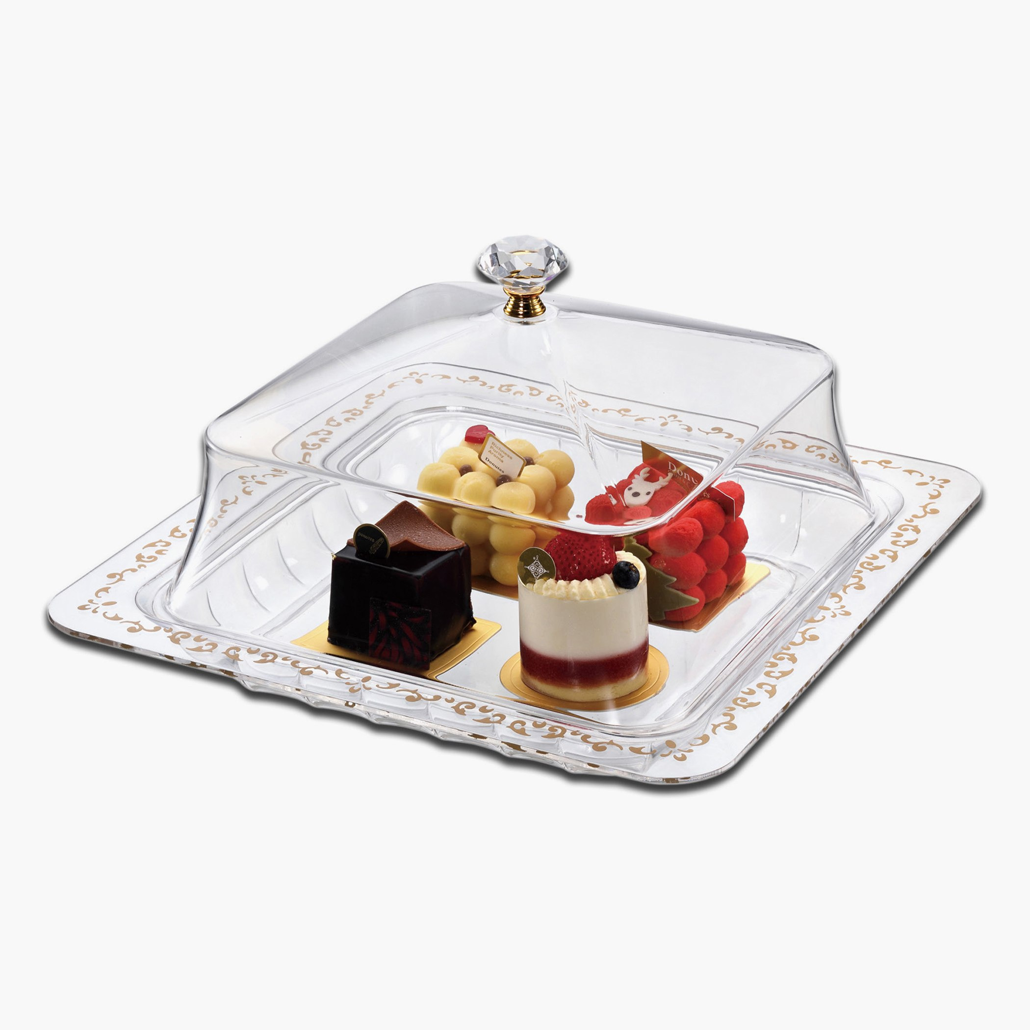صينية تقديم أكريليك مربعة بغطاء من لوكس نيو - 10.8 سم-hbxdecorandfurnishings-tabletop-serveware-image-1