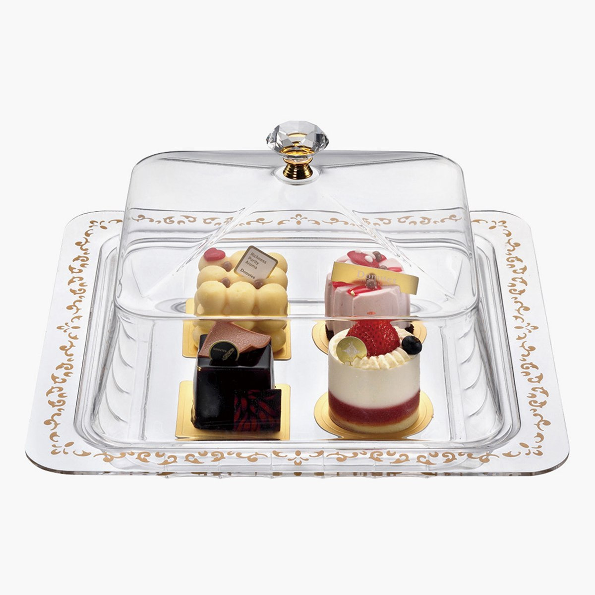 صينية تقديم أكريليك مربعة بغطاء من لوكس نيو - 10.8 سم-hbxdecorandfurnishings-tabletop-serveware-image-2
