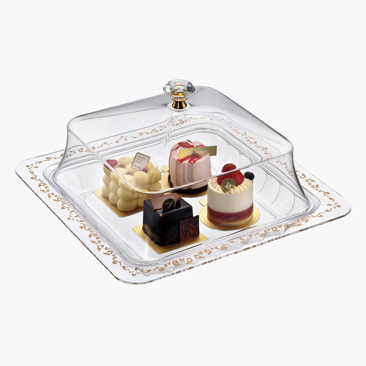 صينية تقديم أكريليك مربعة بغطاء من لوكس نيو - 10.8 سم-hbxdecorandfurnishings-tabletop-serveware-image-3