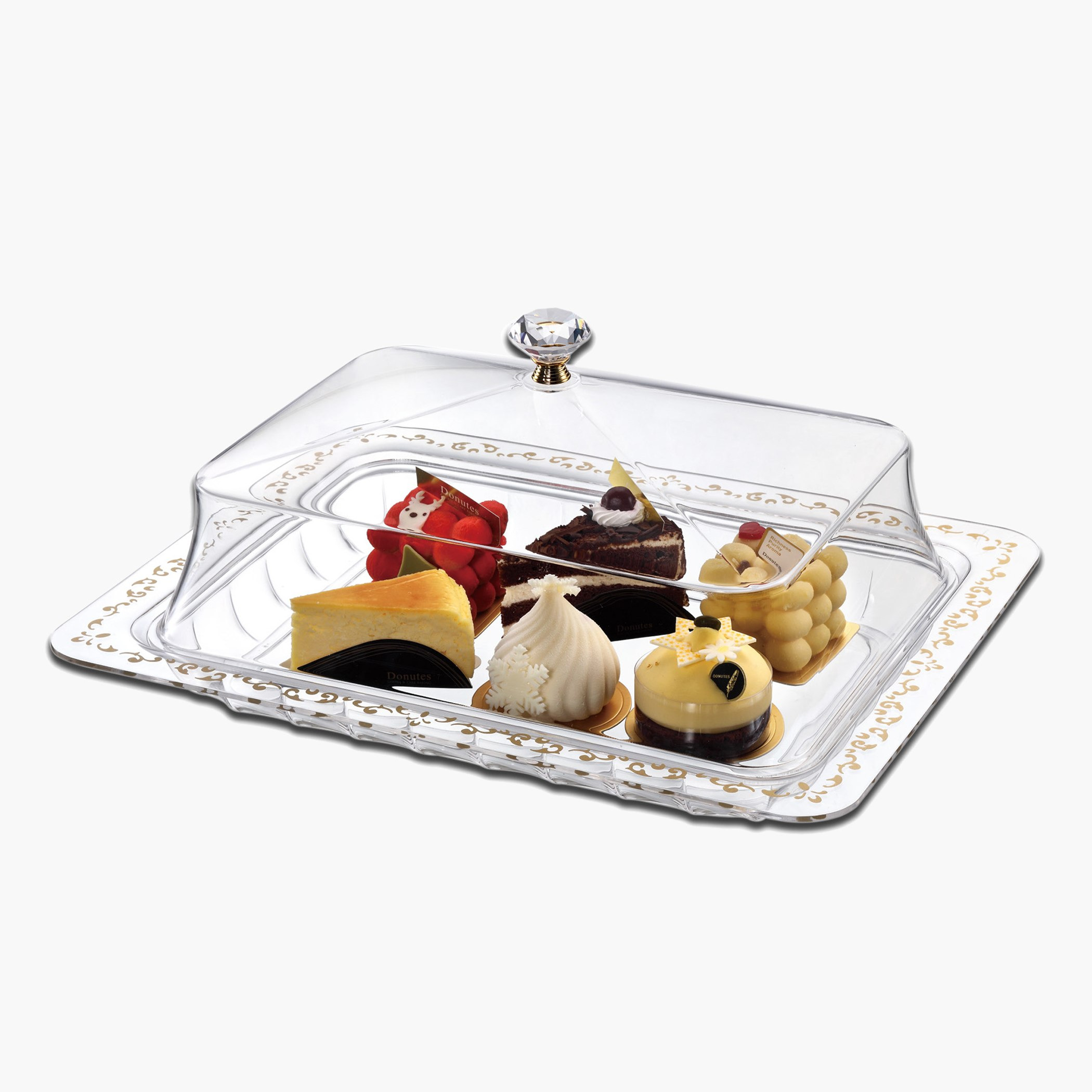 صينية تقديم أكريليك مستطيلة بغطاء من لوكس نيو - 43 سم-hbxdecorandfurnishings-tabletop-serveware-image-1