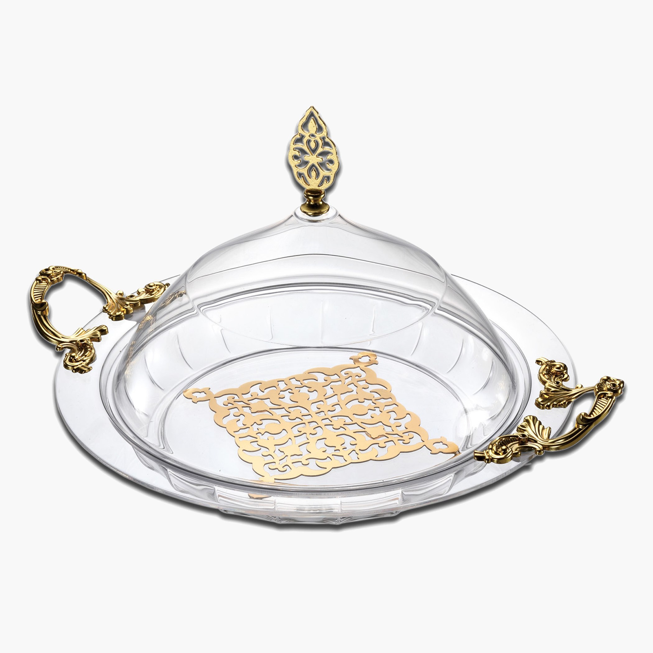 صينية تقديم أكريليك مستديرة بغطاء من لوكس نيو - 40.5 سم-hbxdecorandfurnishings-tabletop-serveware-image-1