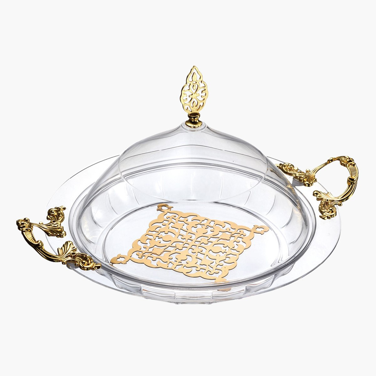 صينية تقديم أكريليك مستديرة بغطاء من لوكس نيو - 40.5 سم-hbxdecorandfurnishings-tabletop-serveware-image-2