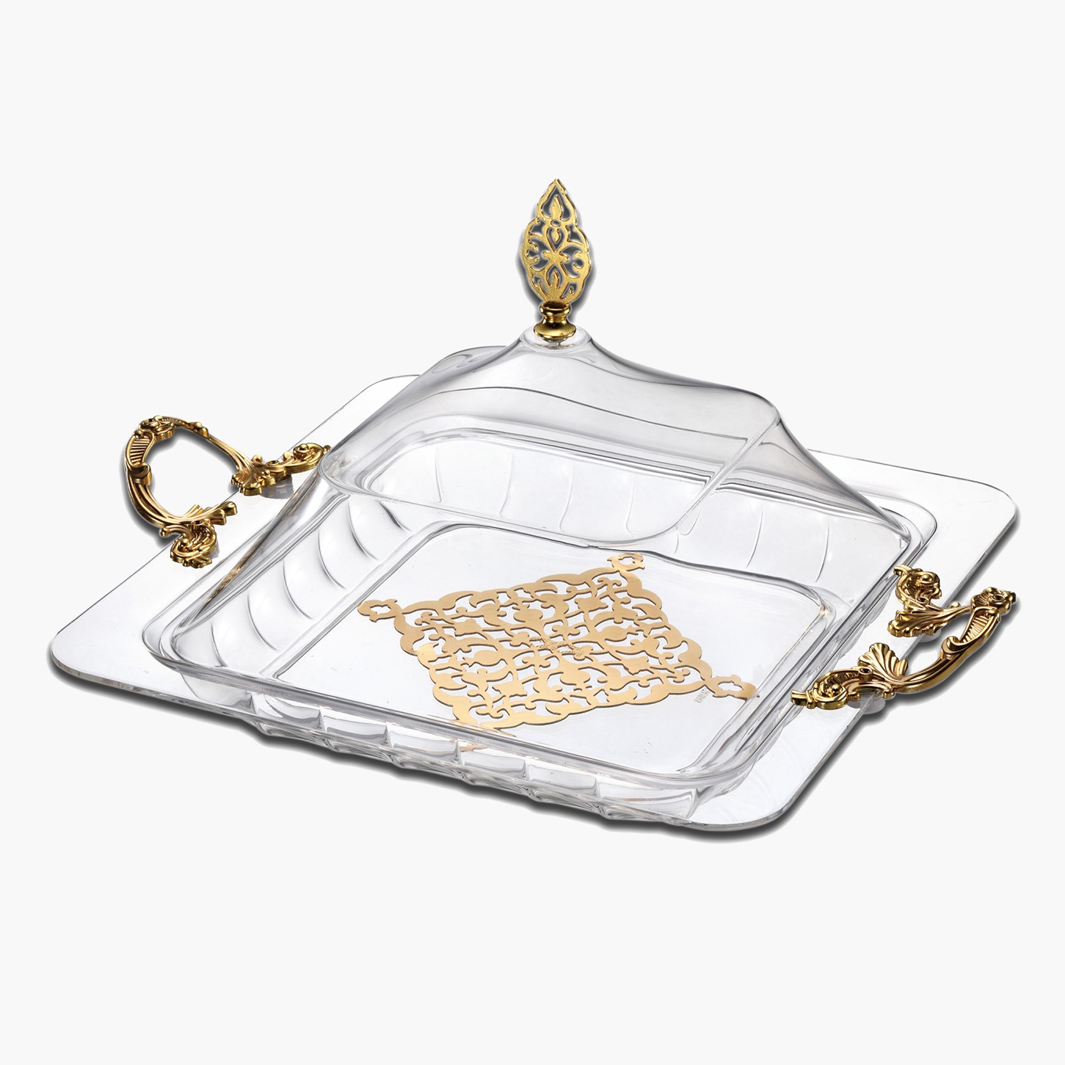 صينية تقديم مربعة أكريليك مع غطاء من لوكس نيو - 16.6 سم-hbxdecorandfurnishings-tabletop-serveware-image-1
