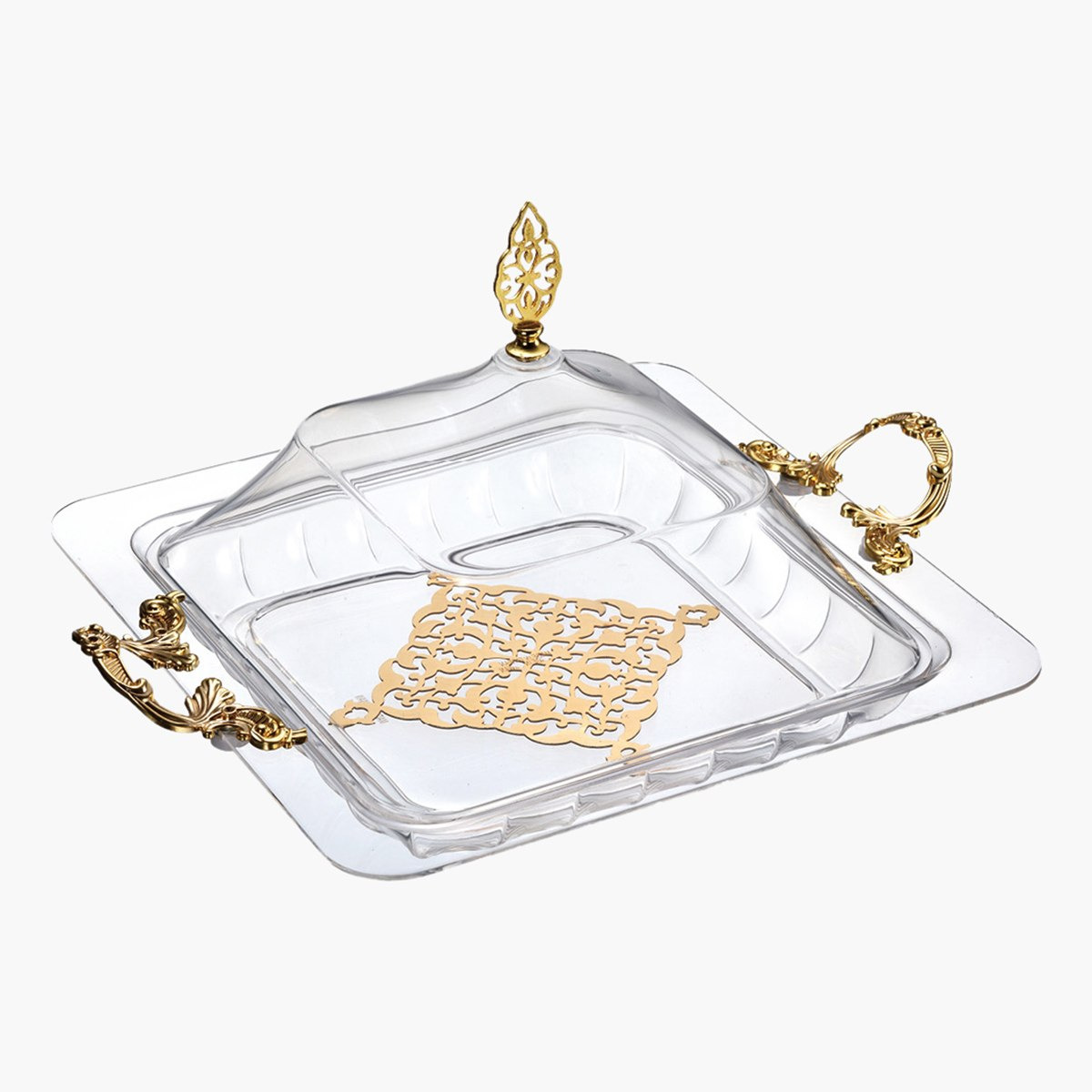 صينية تقديم مربعة أكريليك مع غطاء من لوكس نيو - 16.6 سم-hbxdecorandfurnishings-tabletop-serveware-image-3