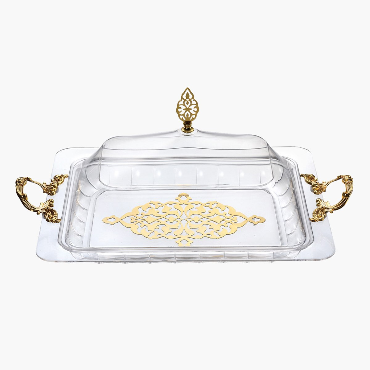 صينية مستطيلة أكريليك بغطاء من لوكس نيو - 50.8 سم-hbxdecorandfurnishings-tabletop-serveware-image-2