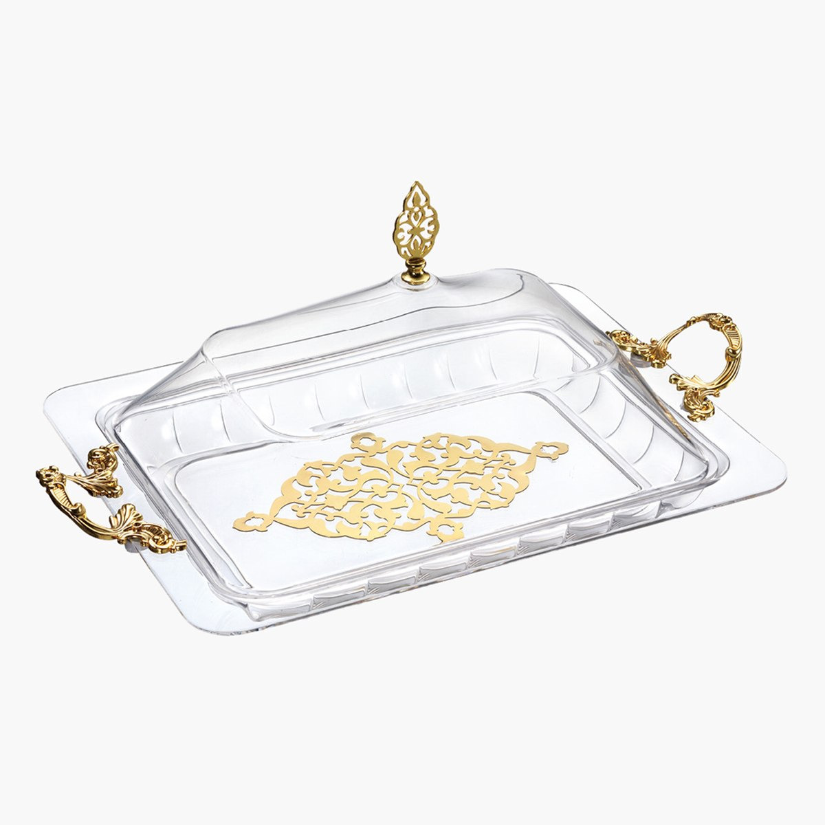 صينية مستطيلة أكريليك بغطاء من لوكس نيو - 50.8 سم-hbxdecorandfurnishings-tabletop-serveware-image-3
