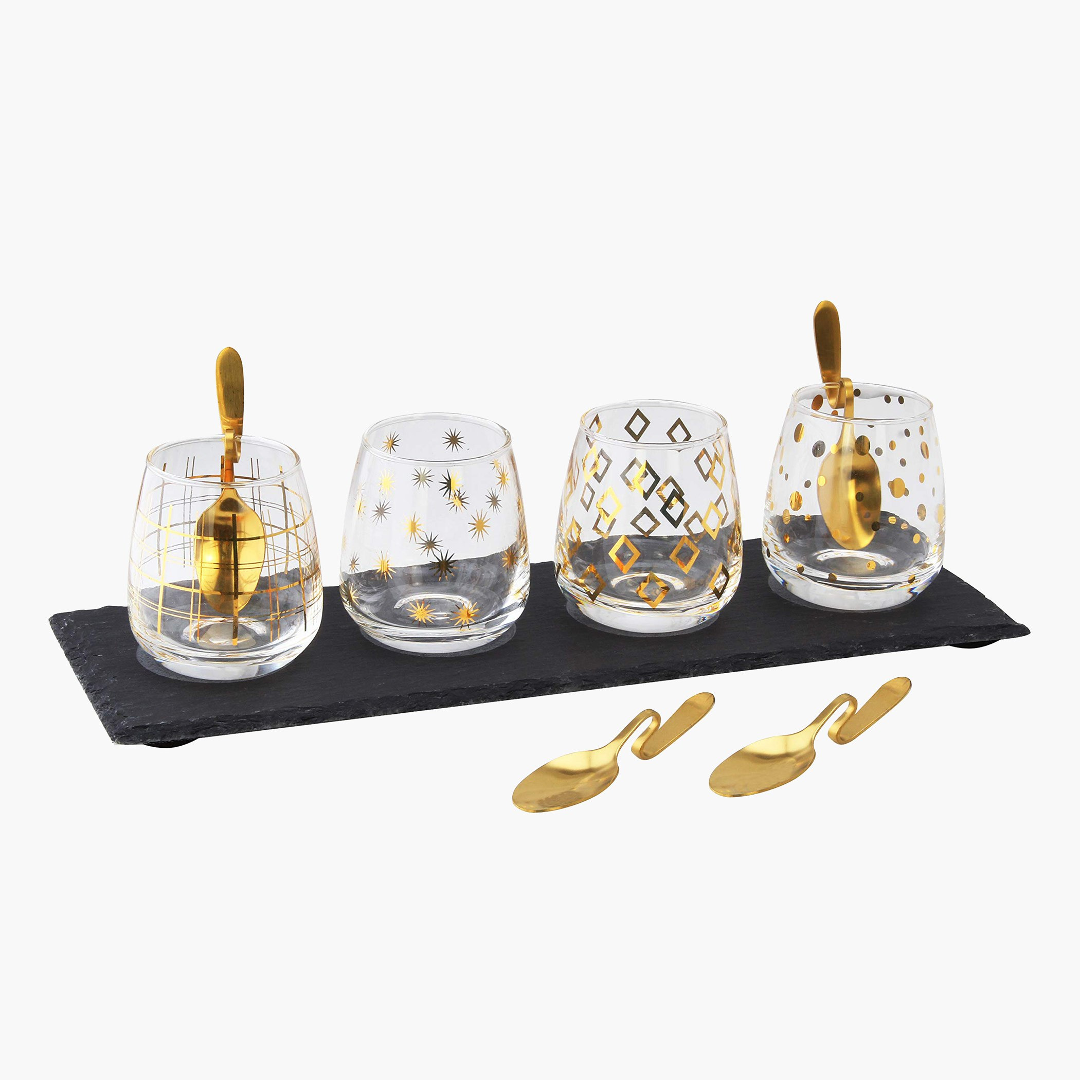 طقم كاسات تقديم حلوى مع صينية رخام 8 قطع من فيست-hbxdecorandfurnishings-tabletop-serveware-image-2
