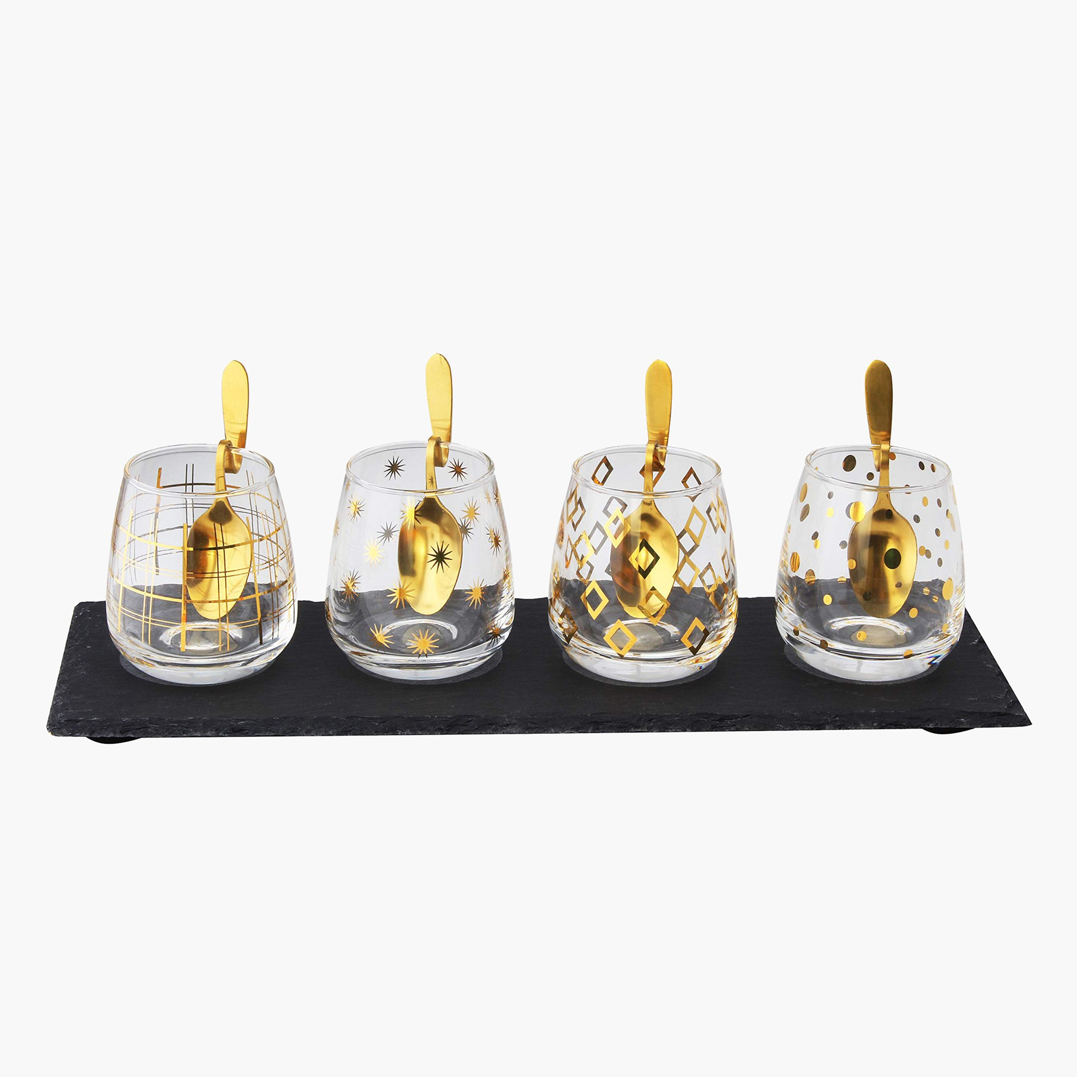 طقم كاسات تقديم حلوى مع صينية رخام 8 قطع من فيست-hbxdecorandfurnishings-tabletop-serveware-image-3