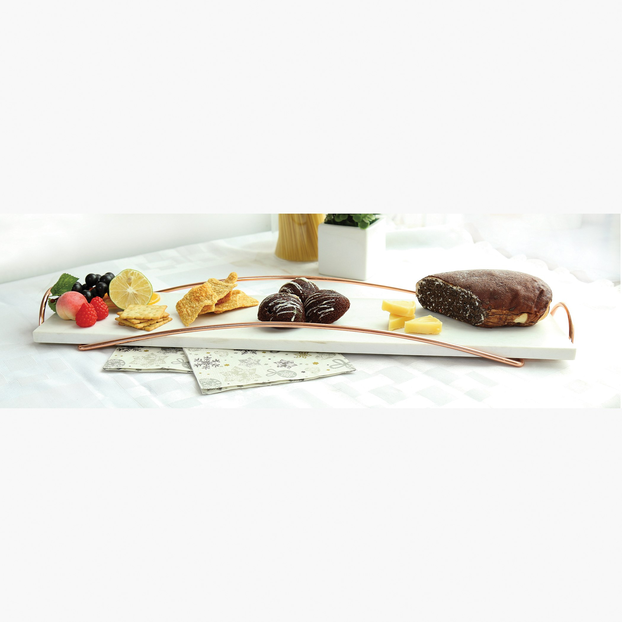 صينية تقديم رخام مع حامل معدني قطعتين من فيست-hbxdecorandfurnishings-tabletop-serveware-image-1