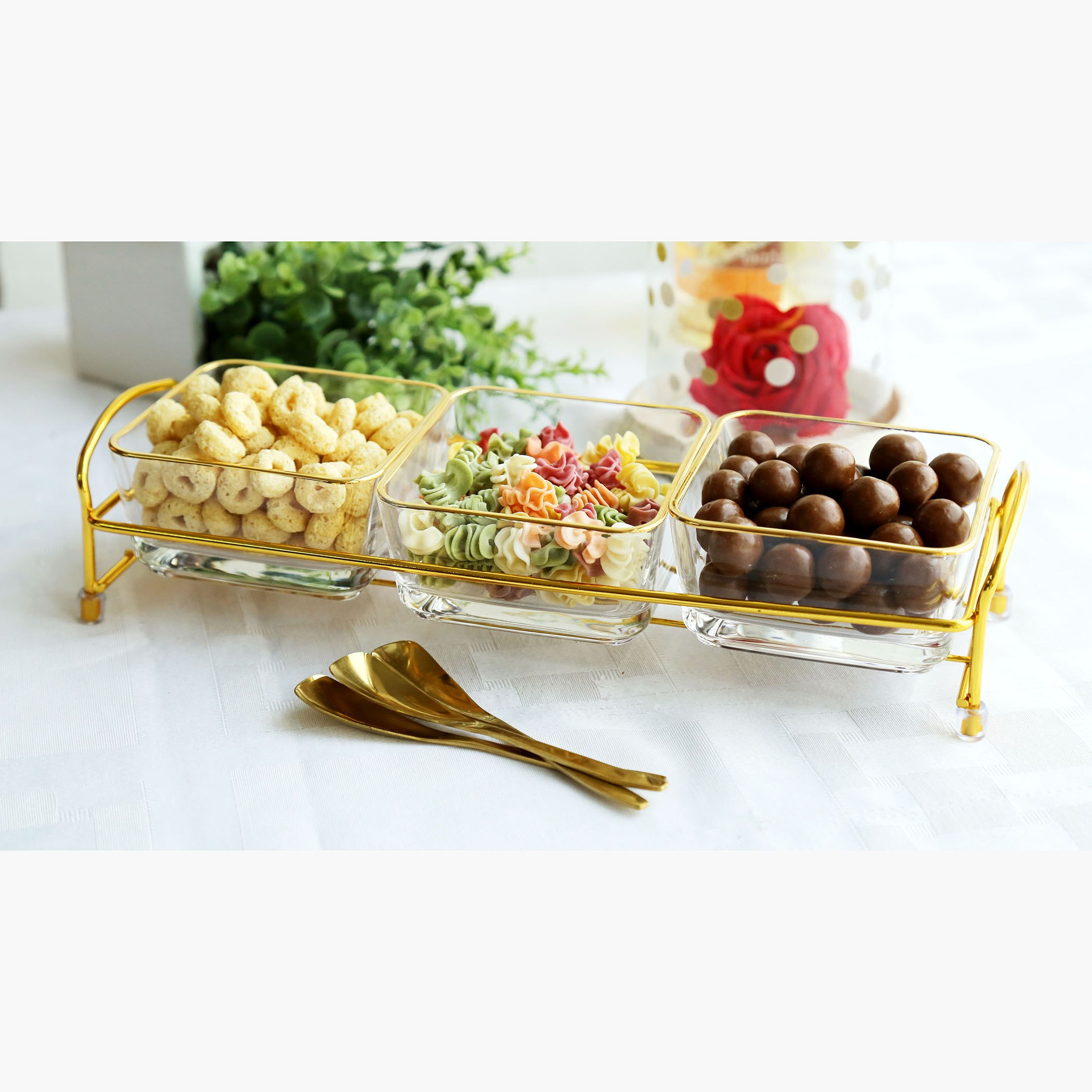 طقم تقديم زجاجي 6 قطع مع حامل معدن من فيست-hbxdecorandfurnishings-tabletop-serveware-image-1