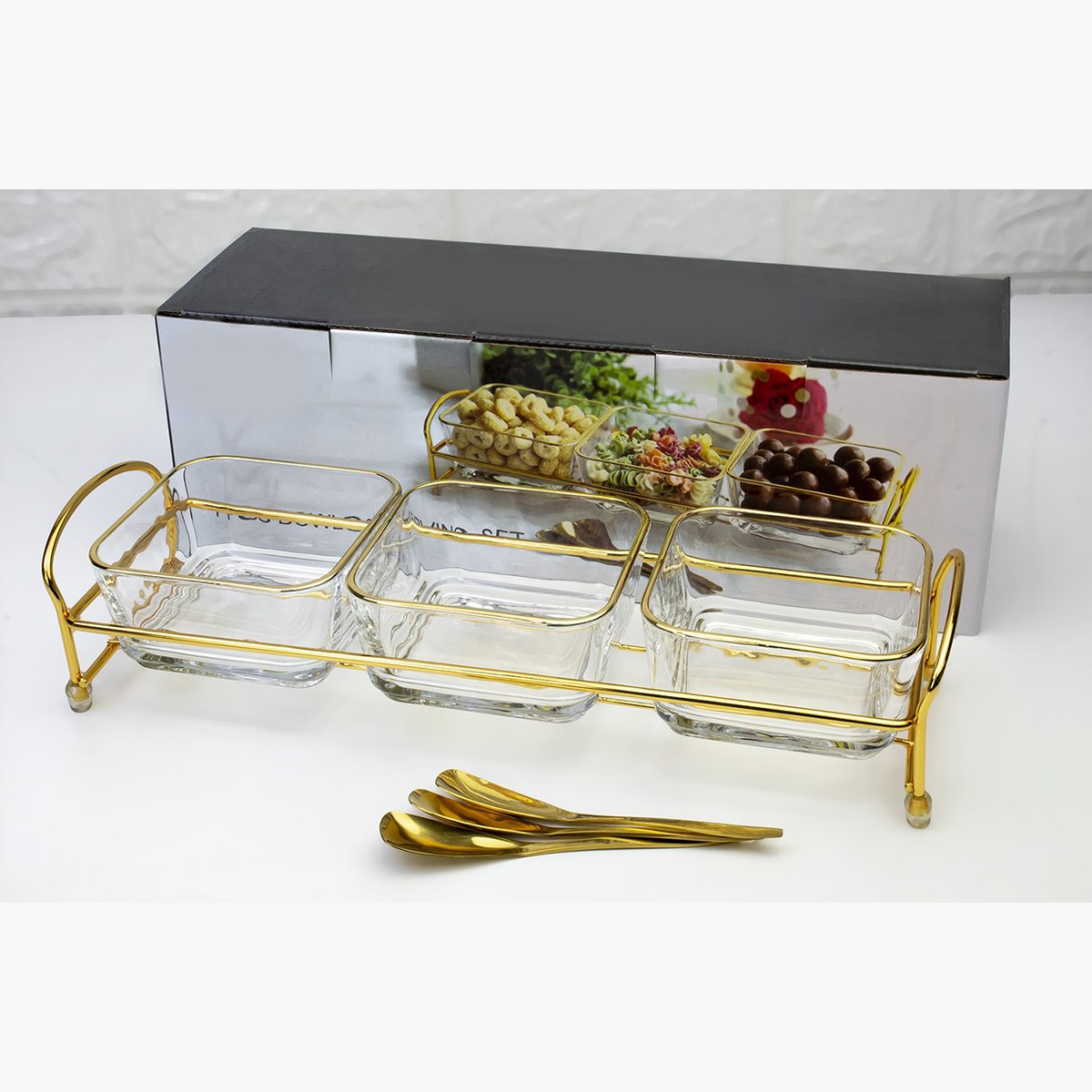 طقم تقديم زجاجي 6 قطع مع حامل معدن من فيست-hbxdecorandfurnishings-tabletop-serveware-image-2