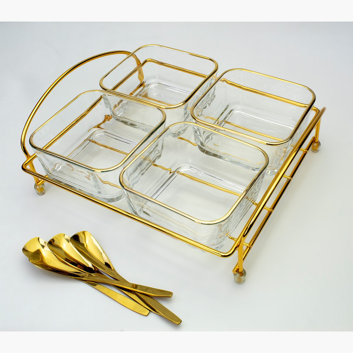 طقم تقديم زجاجي 8 قطع مع حامل معدن من فيست-hbxdecorandfurnishings-tabletop-serveware-image-2