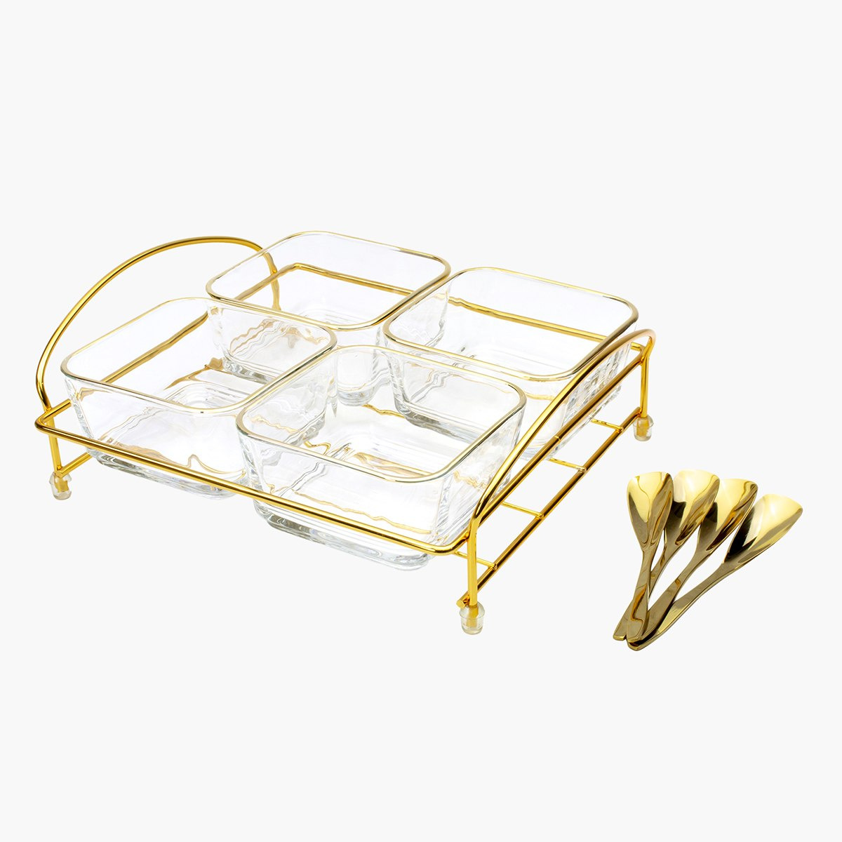 طقم تقديم زجاجي 8 قطع مع حامل معدن من فيست-hbxdecorandfurnishings-tabletop-serveware-image-3