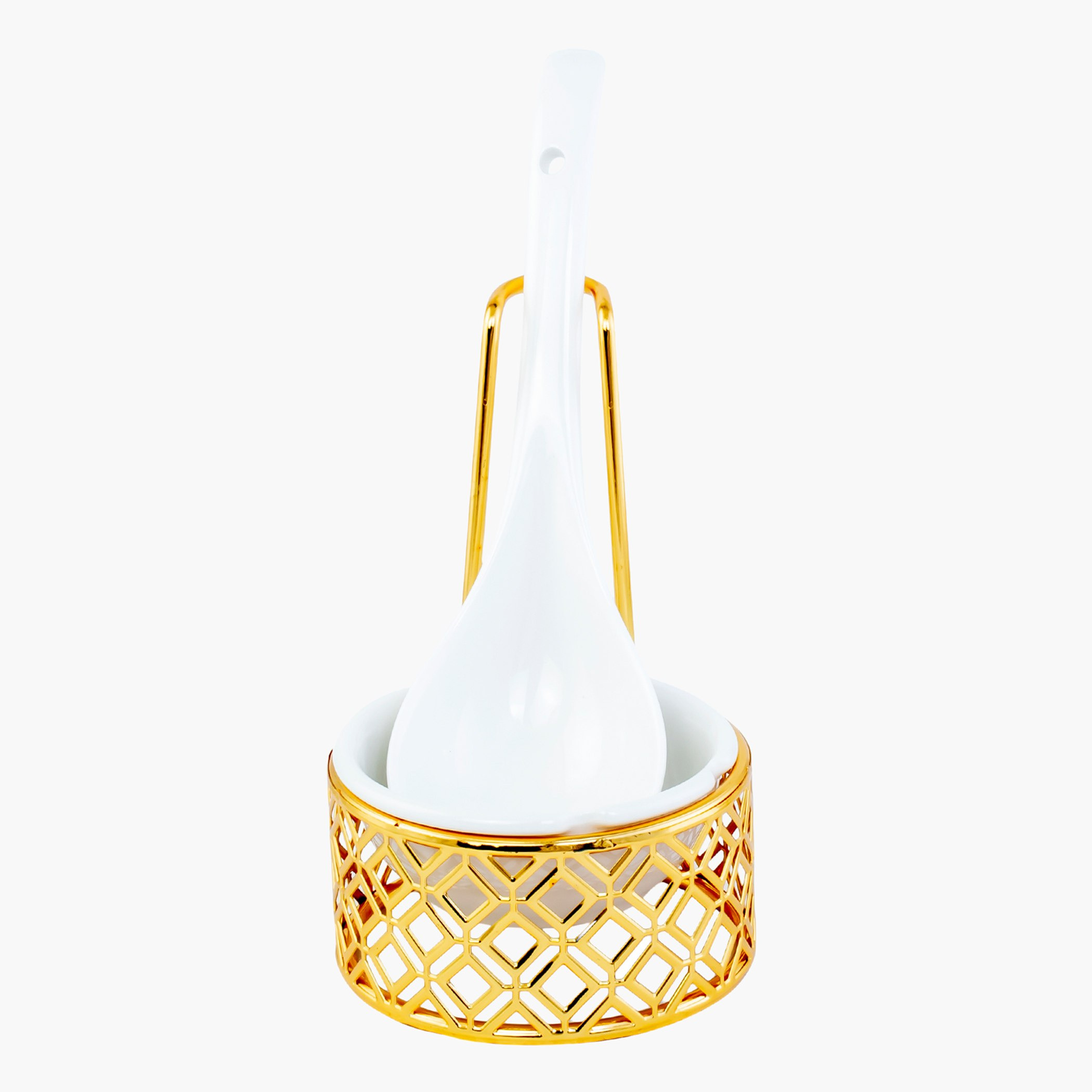 Feast Ceramic Serving Spoon with Metal Holder-hbxdecorandfurnishings-tabletop-serveware-image-2