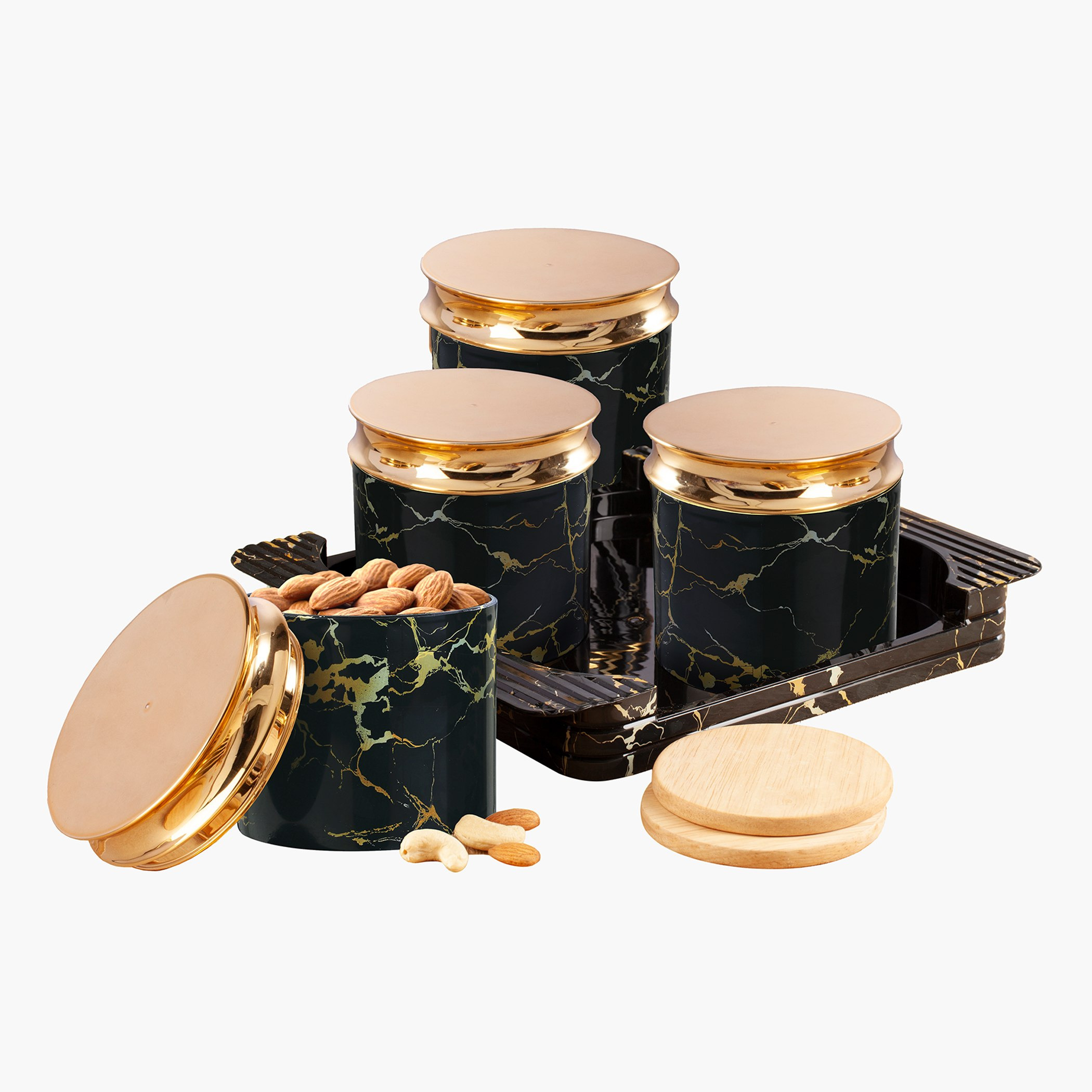 طقم أوعية تقديم 4 قطع مع صينية من أكورد ماربيل-hbxdecorandfurnishings-tabletop-serveware-image-2