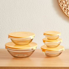 Prime 5-Piece Glass Bowl Set with Lid