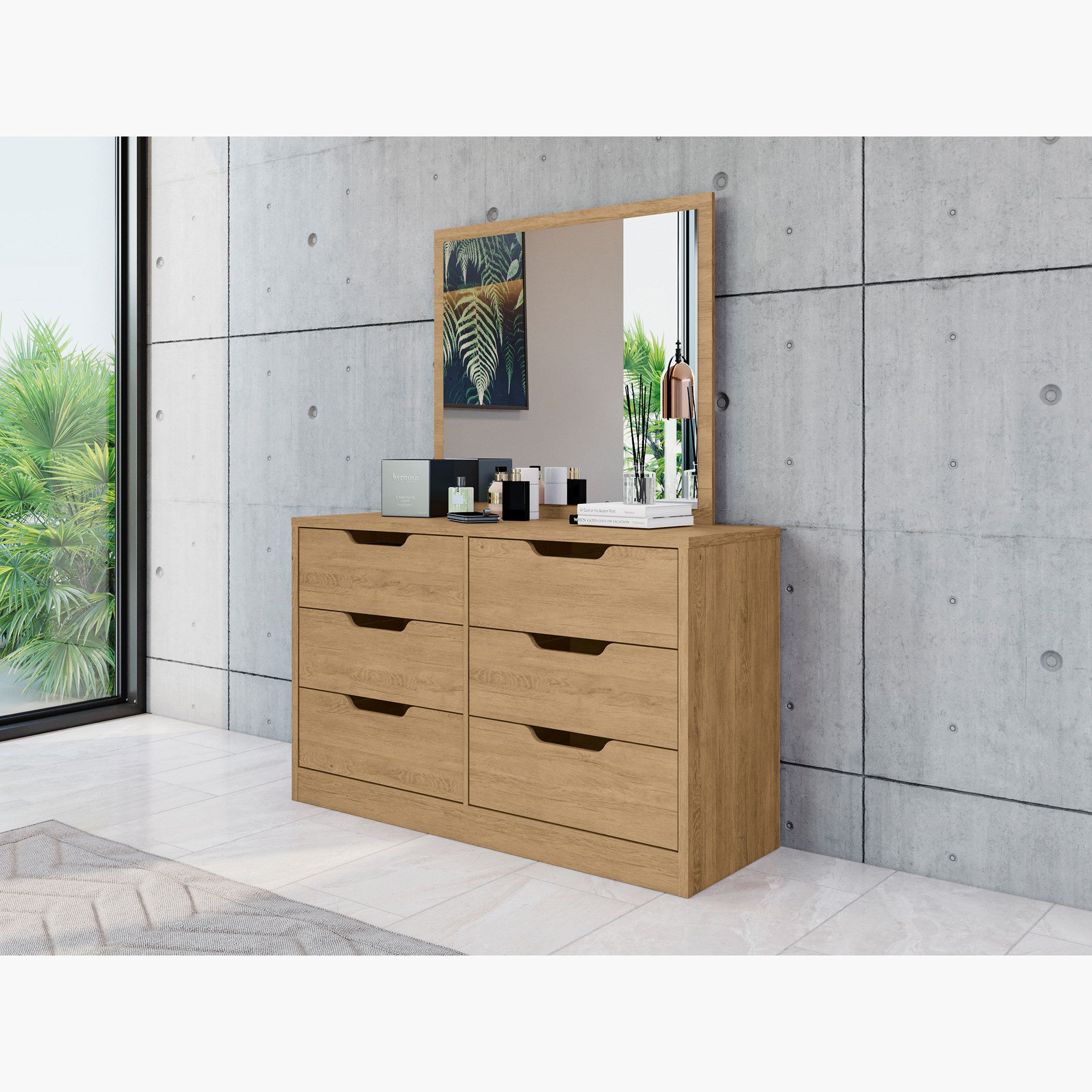 طاولة تزيين ماستر 6 أدراج دون مرآة من فورتاليزا-hbxfurniture-bedroom-dressersandmirrors-image-1