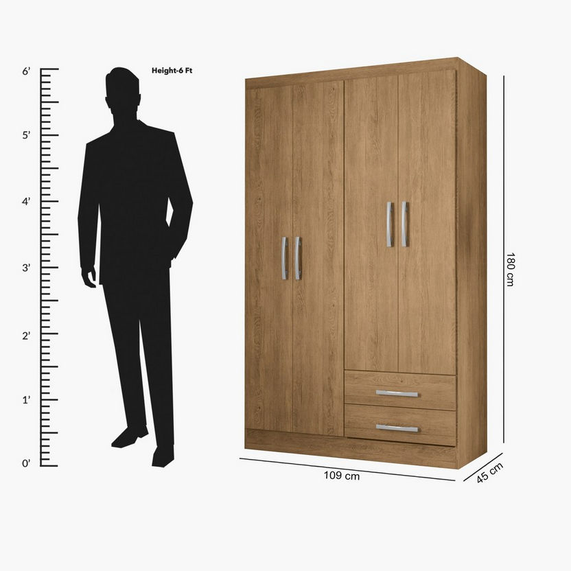 Fortaleza 4-Doors Young Wardrobe with 2 Drawers-Wardrobes-image-3