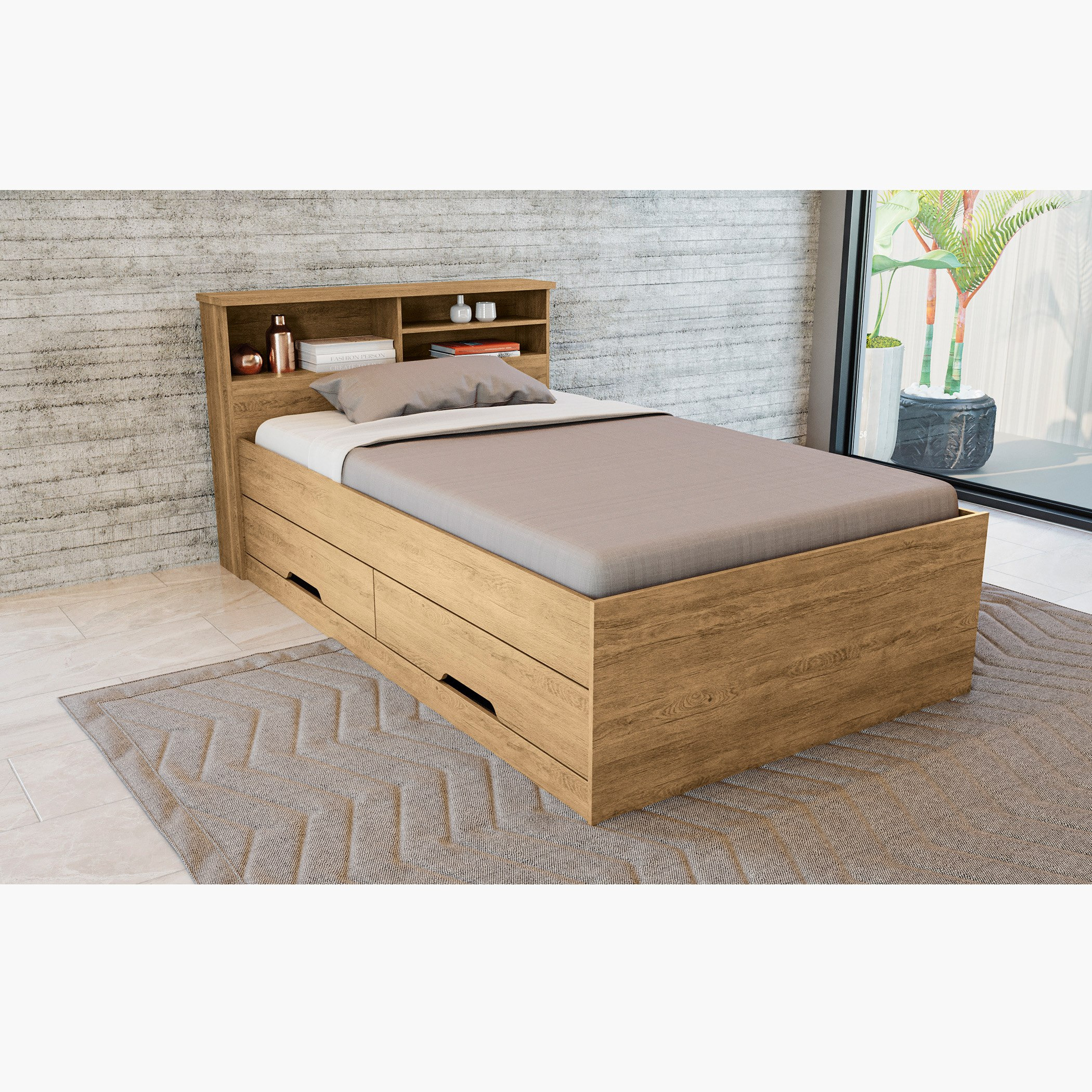 White twin platform bed store with storage