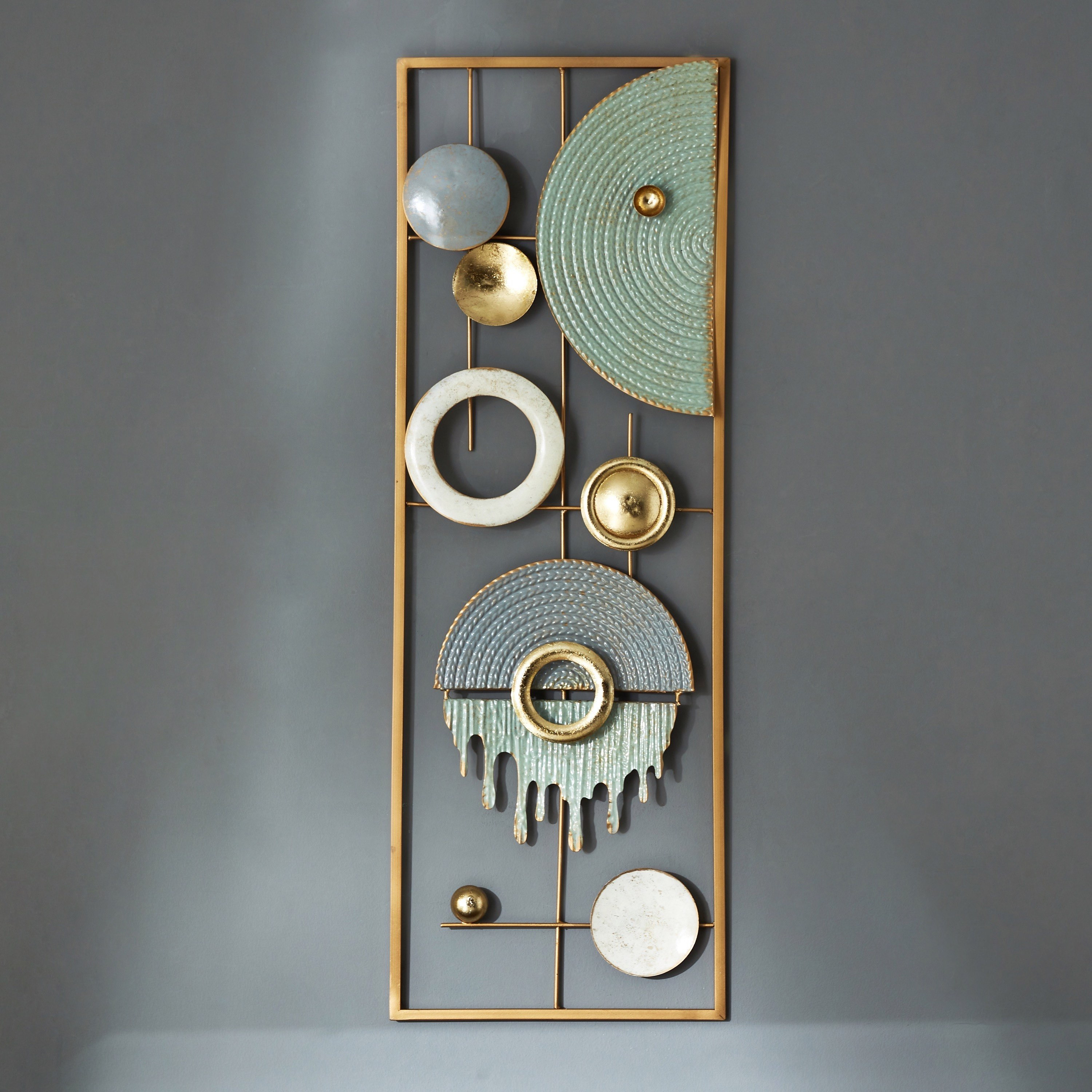 زينة حائط معدنية مستطيلة من والتون - 31x4x90 سم-hbxlivingroom-walldecor-wallart-image-1