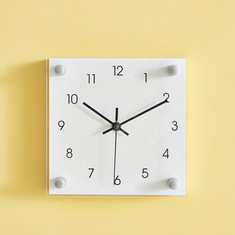 Emma Plastic Square Table and Wall Clock - 19x5.5x19 cm