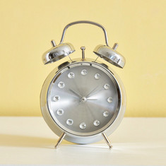 Emma Metal Twin Bell Alarm Clock with Acrylic Diamond - 11.8x5.7x17 cms