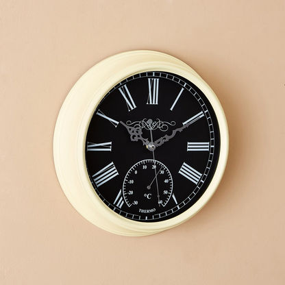Emma Plastic Wall Clock with Thermometer - 33.4x6.7 cm