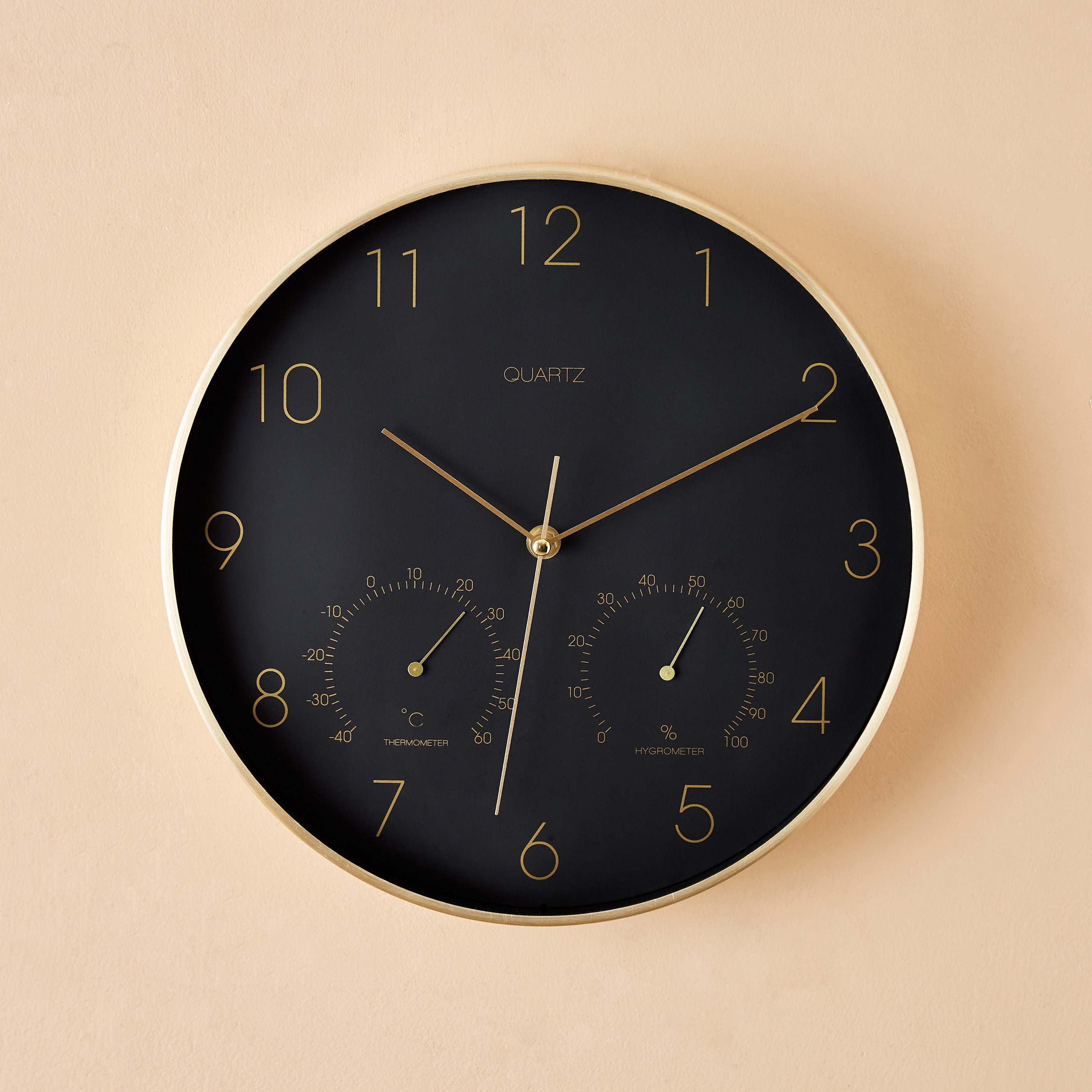 ساعة حائط من الألومنيوم بمقياس رطوبة ومقياس حرارة من إيما - 31x4.2 سم-hbxdiningroom-decorandaccessories-clocks-image-1