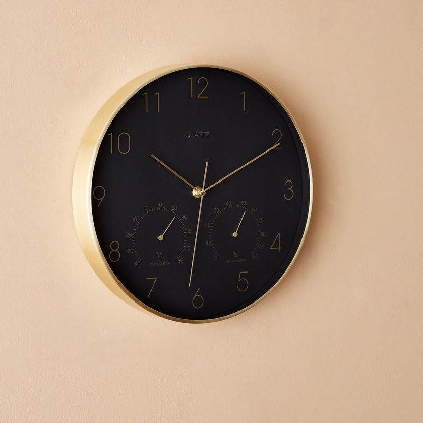 Emma Aluminium Wall Clock with Hygrometer and Thermometer - 31x4.2 cm-Clocks-image-1
