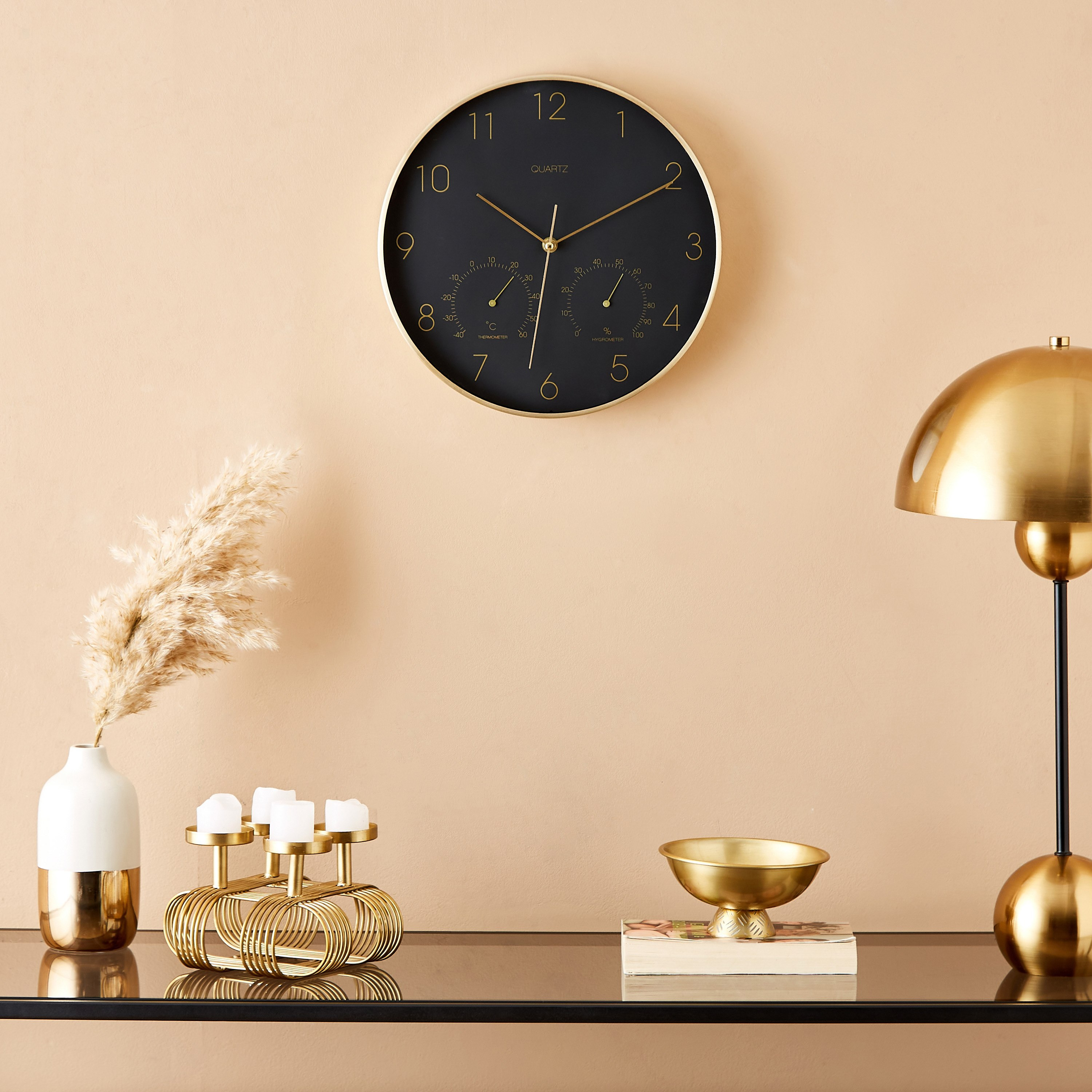 ساعة حائط من الألومنيوم بمقياس رطوبة ومقياس حرارة من إيما - 31x4.2 سم-hbxdiningroom-decorandaccessories-clocks-image-5