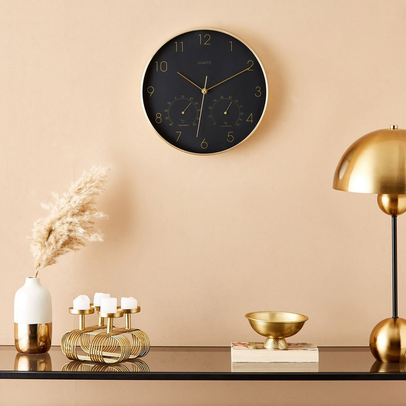 Emma Aluminium Wall Clock with Hygrometer and Thermometer - 31x4.2 cm-Clocks-image-4