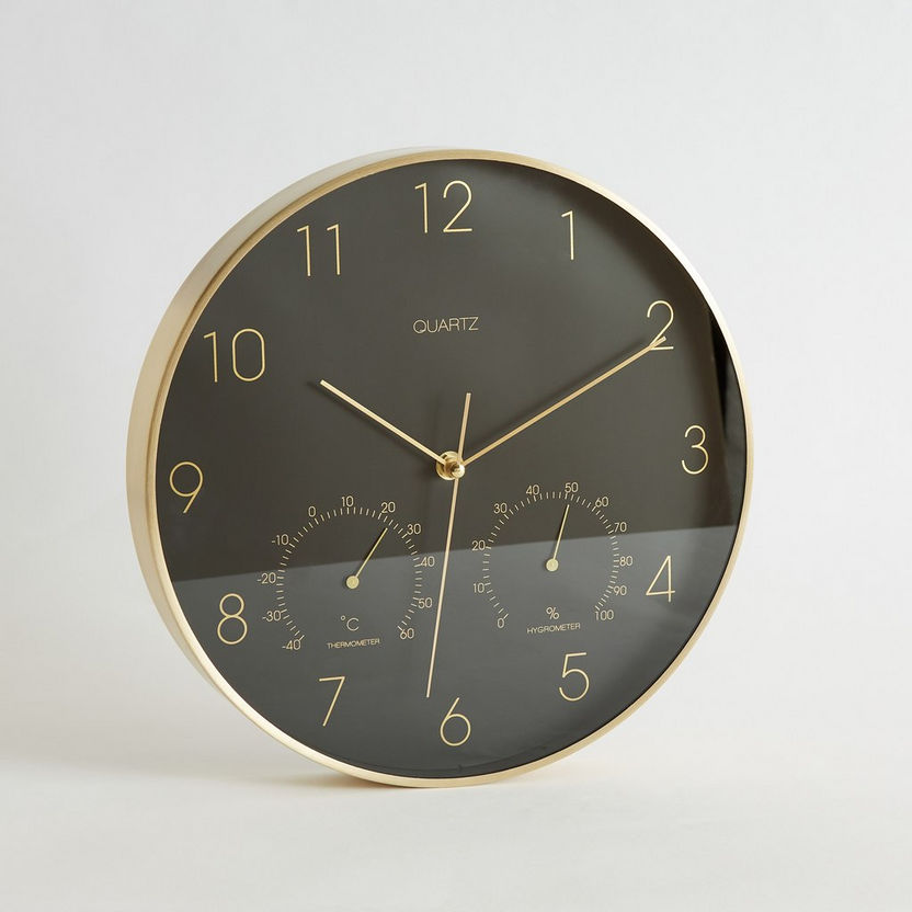 Emma Aluminium Wall Clock with Hygrometer and Thermometer - 31x4.2 cm-Clocks-image-5