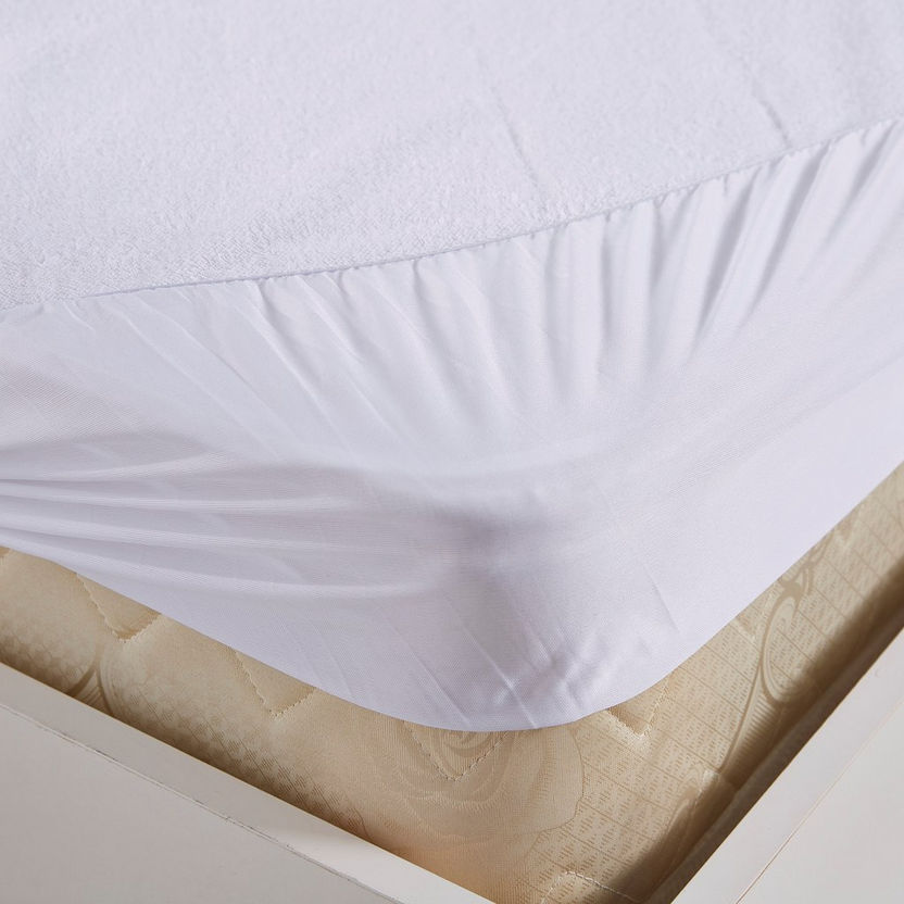 Terry Waterproof Single Mattress Protector - 90x200+33 cm-Protectors and Toppers-image-3