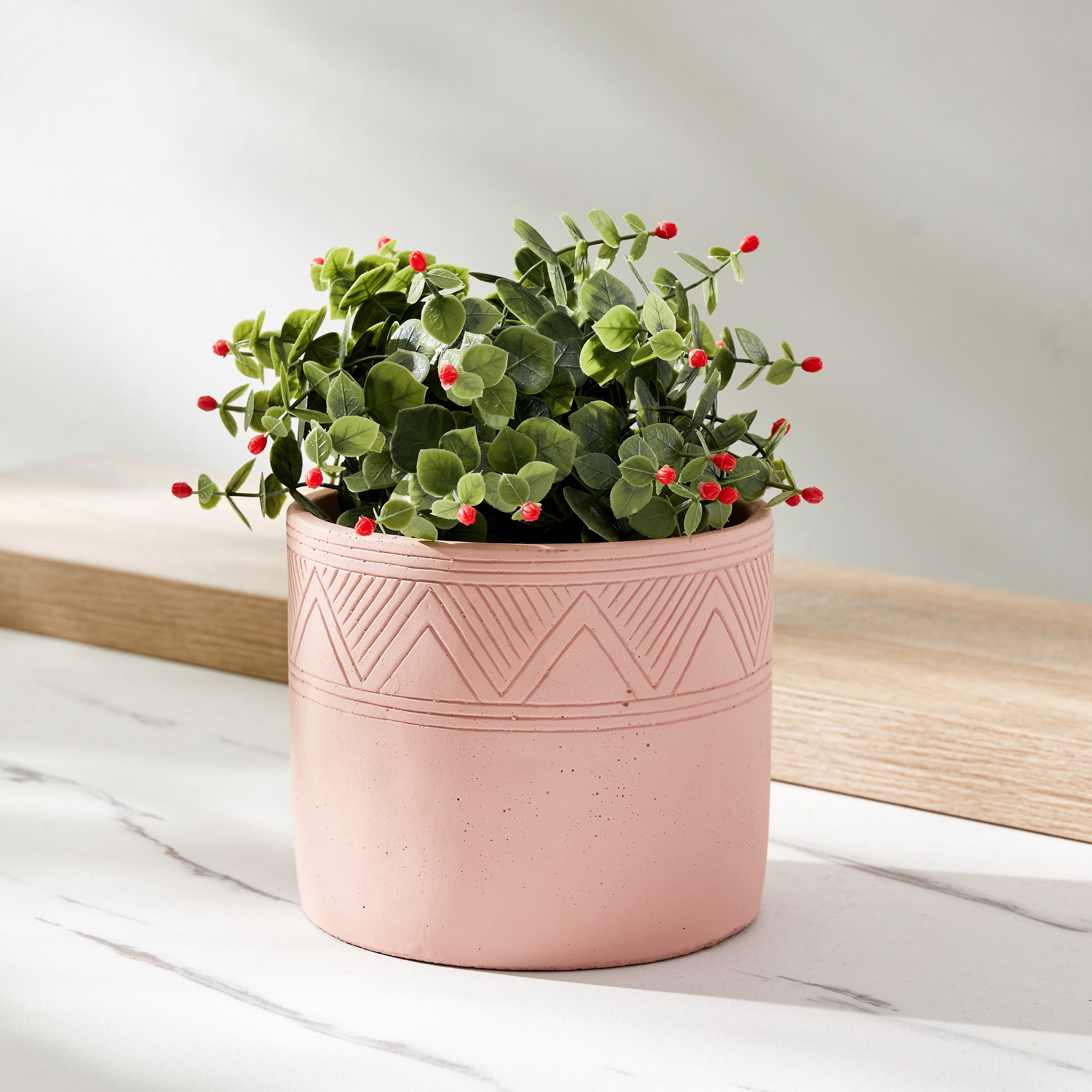 إناء حديقة من الإسمنت مزدوج اللون من أوليف - 17x17x15 سم-hbxdecorandfurnishings-homeaccessories-artificialflowersandplants-image-2