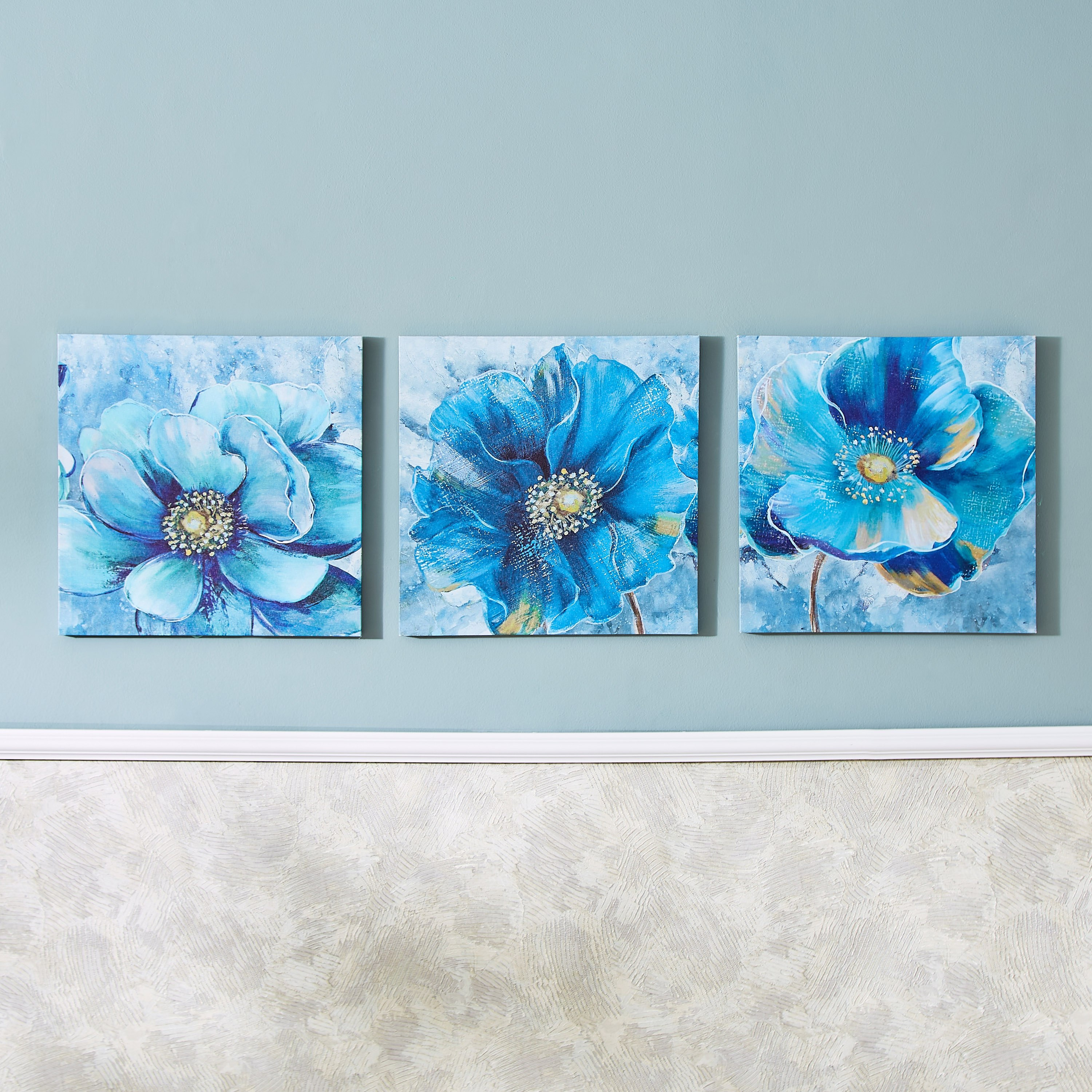 طقم زينة حائط 3 قطع بتصميم أزهار من تريجرز - 40x40x1.8 سم-hbxhomeware-hbxdecorandfurnishings-image-1