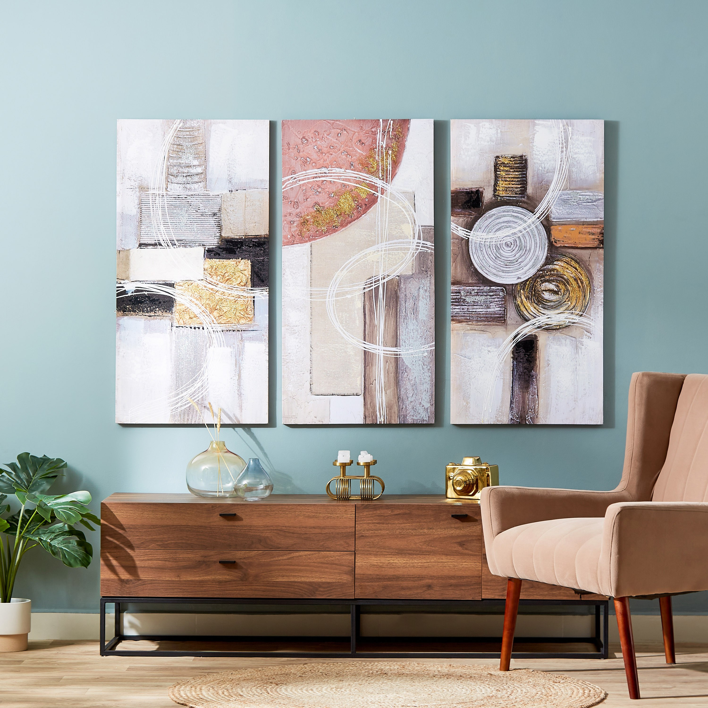 زينة حائط دائرية بتصميم تجريدي من تريشرز - 50x100x2.5 سم-hbxhomeware-hbxdecorandfurnishings-image-5
