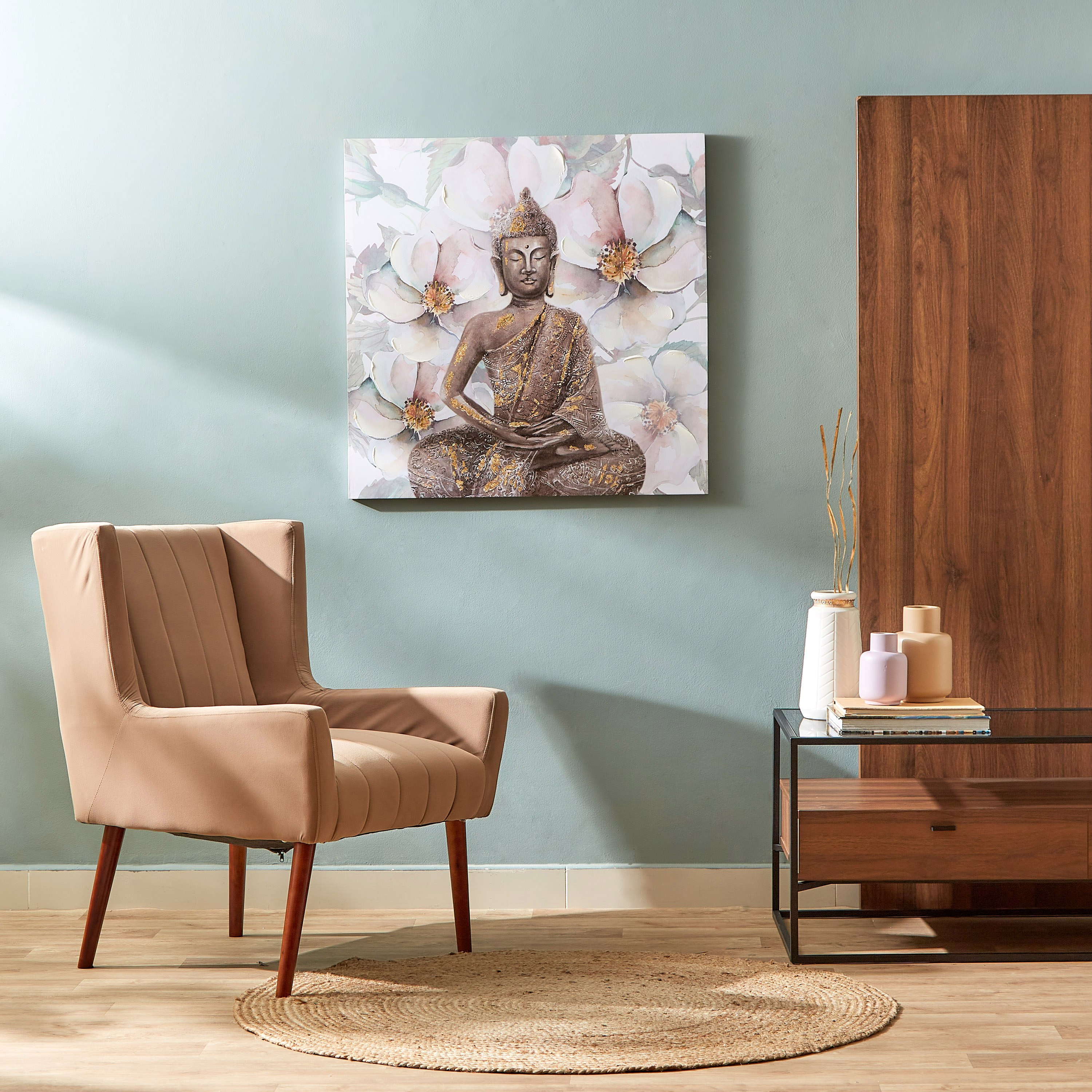 زينة حائط بتصميم بوذا بتفاصيل معدنية من تريجرز - 80x80x2.5 سم-hbxhomeware-hbxdecorandfurnishings-image-5