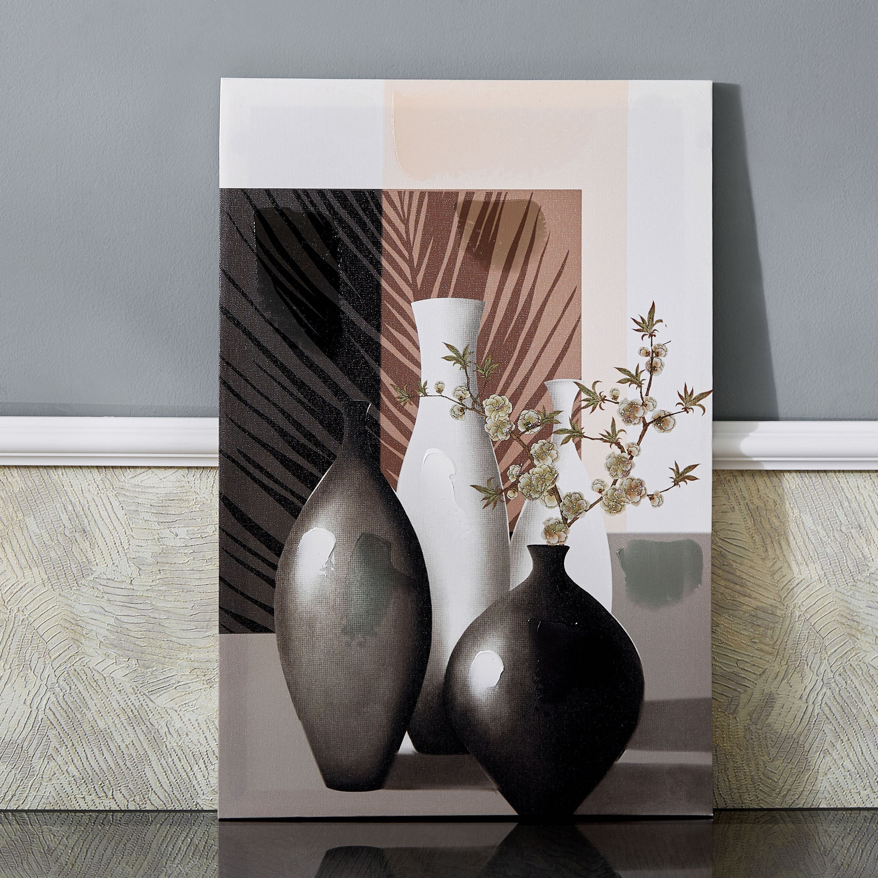 لوحة حائط كانفاس مؤطرة بتصميم مزهريات من تريجرز - 40x60x1.8 سم-hbxhomeware-hbxdecorandfurnishings-image-1