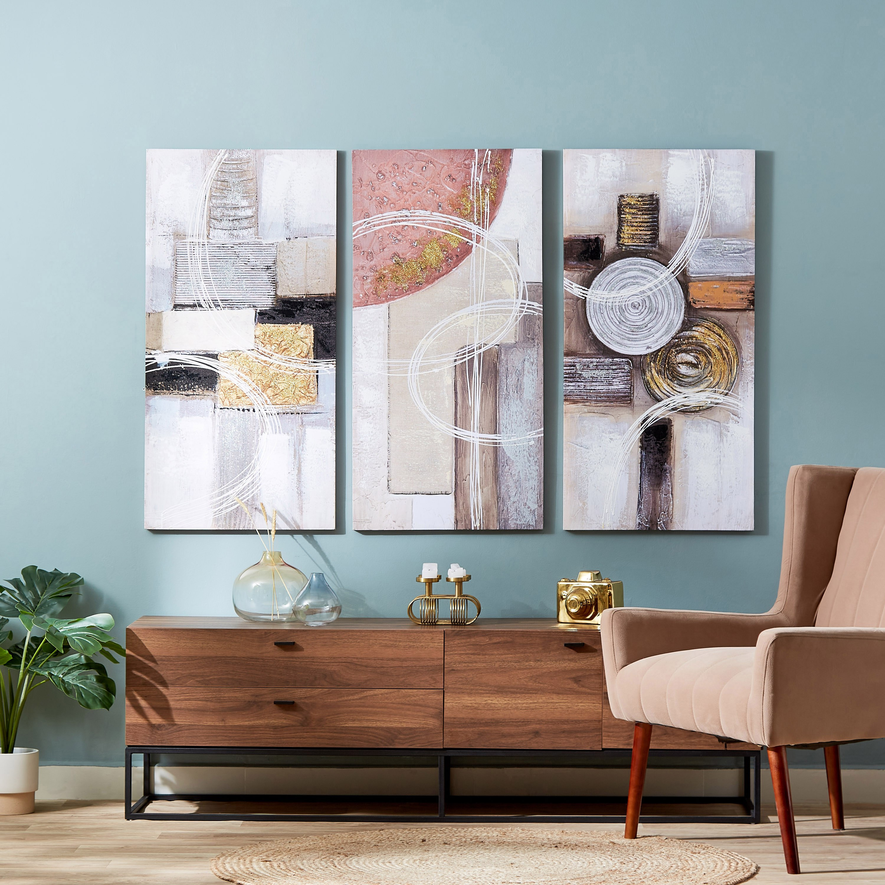 لوحة حائط كانفاس مؤطرة بتصميم تجريدي من تريجرز - 50x100x2.5 سم-hbxhomeware-hbxdecorandfurnishings-image-5