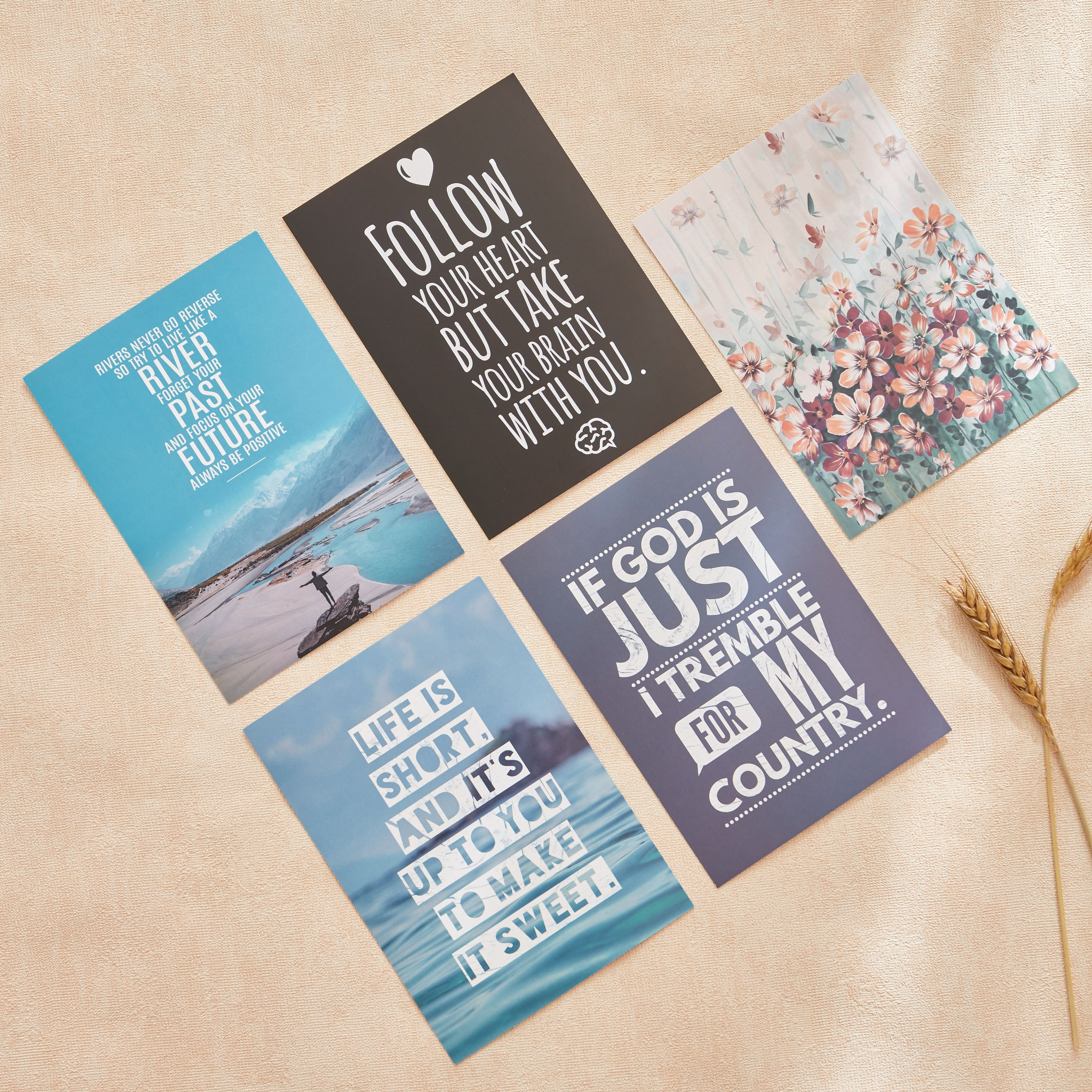 Alora 5-Piece Quotes Postcard Pictures Set - 13x18 cm-hbxdiningroom-walldecor-wallart-image-1
